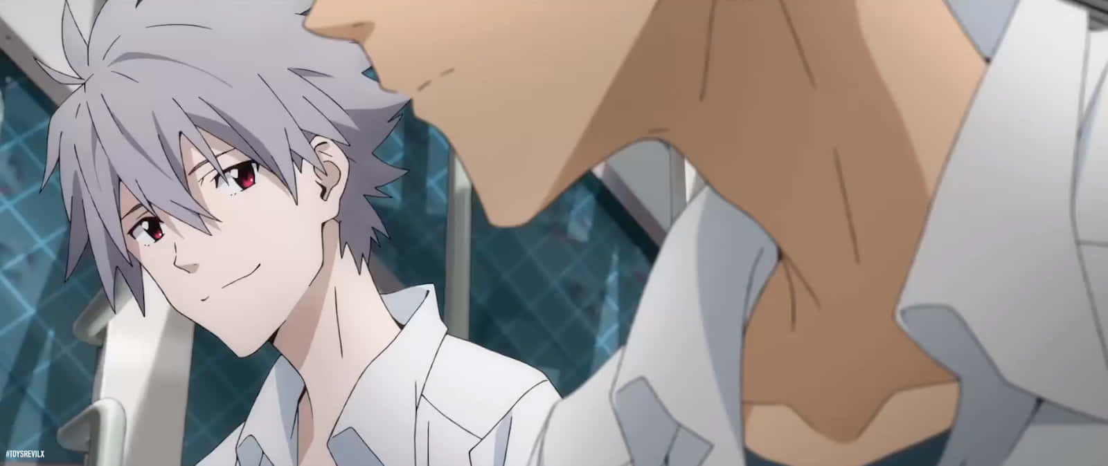 Evangelion 30 10, silver-haired male character, red eyes, HD Desktop Wallpaper
