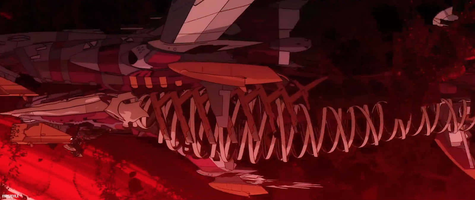 Evangelion 30 10, red and black anime scene, skeleton, HD Desktop Wallpaper