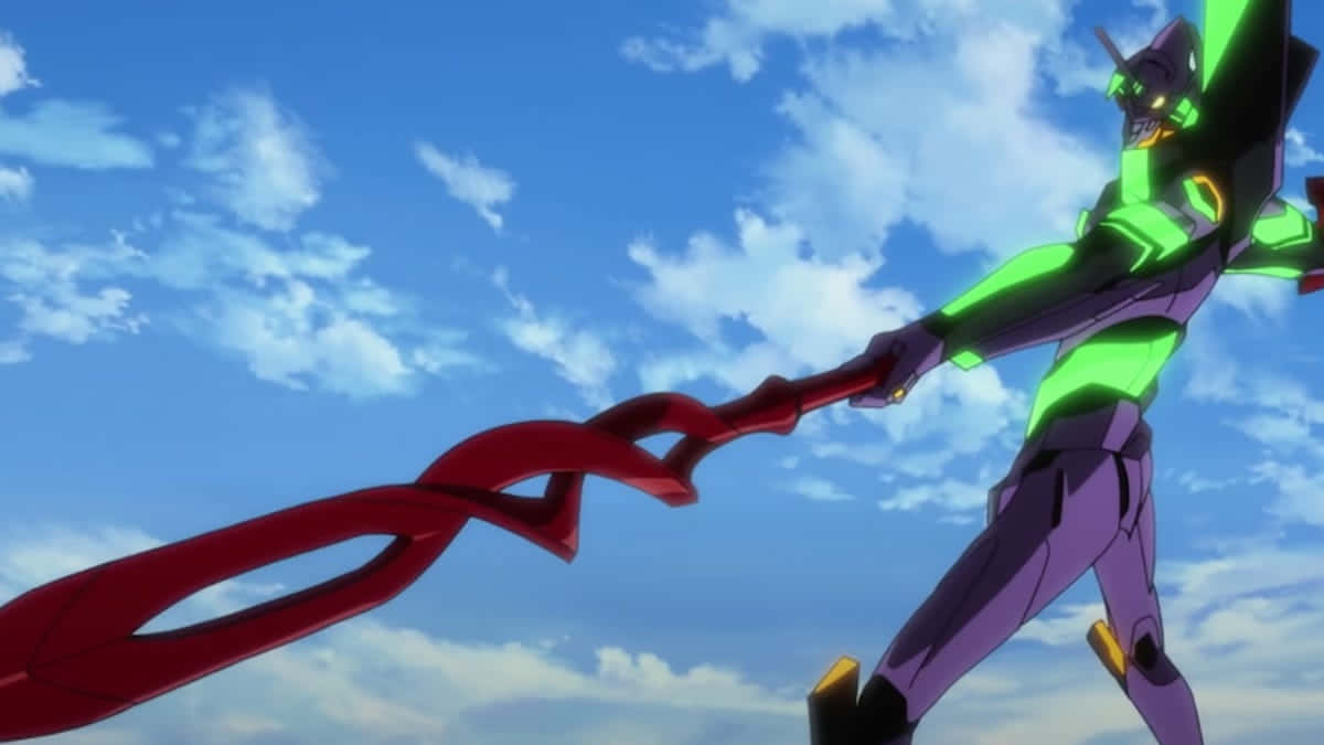 Evangelion 30 10, green and red anime character, sword, SD Desktop Wallpaper