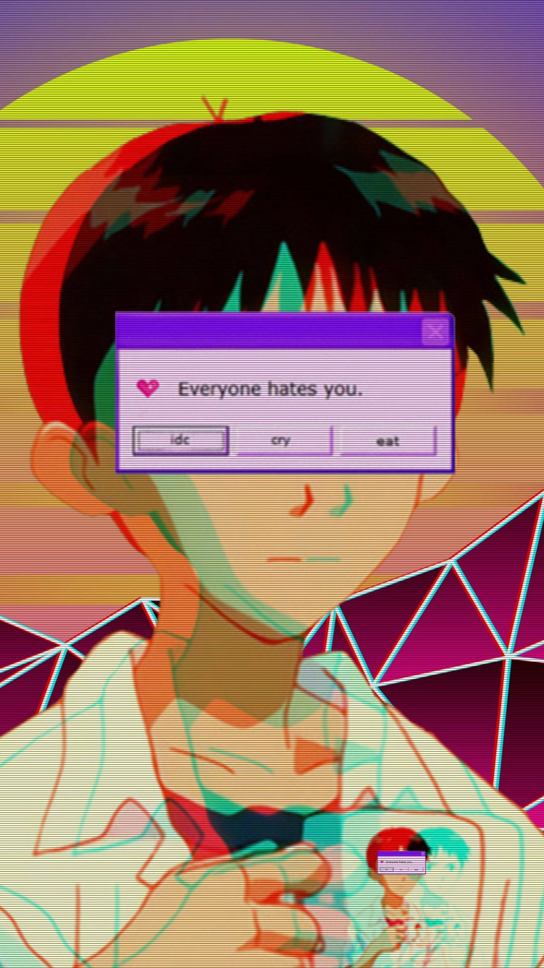 Evangelion Phone, anime boy, glitchy, Full HD Phone Wallpaper