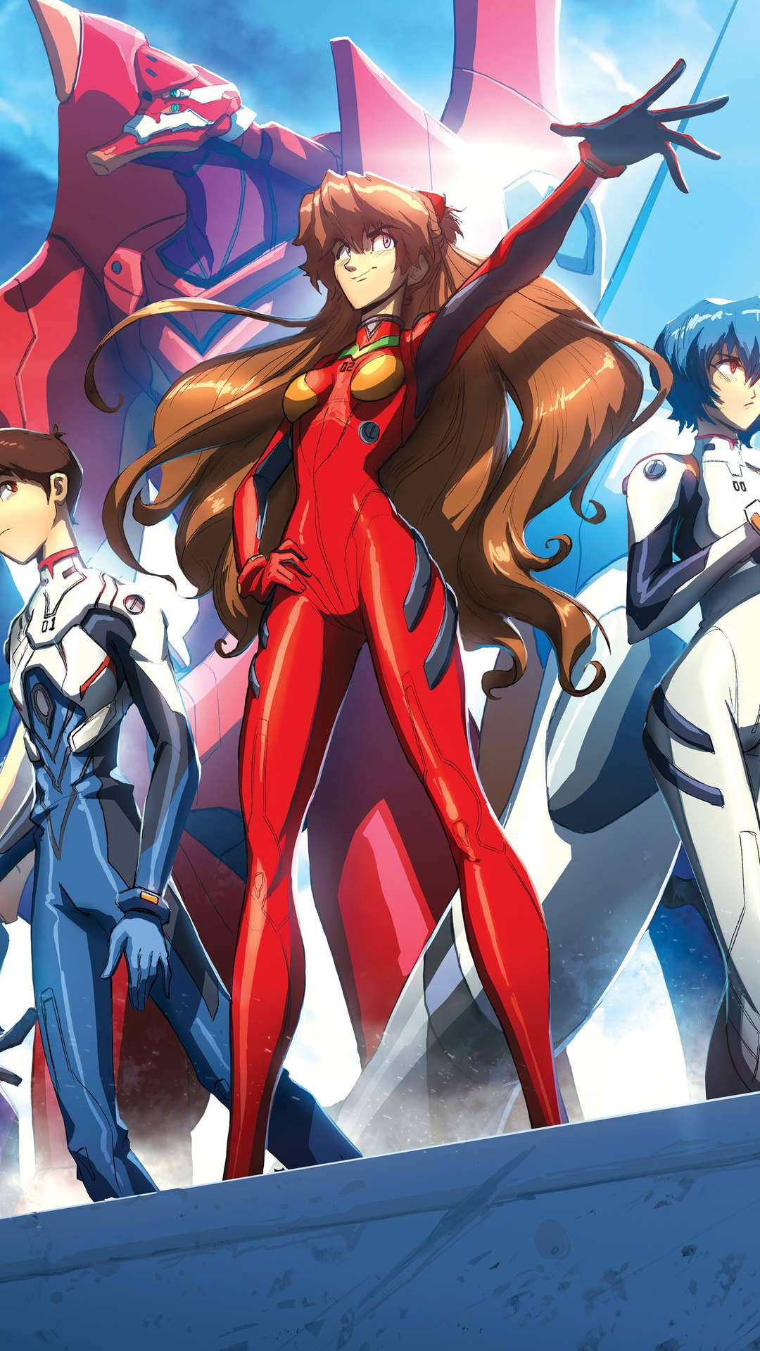 Evangelion Phone, red suit, two pilots, Full HD Phone Wallpaper