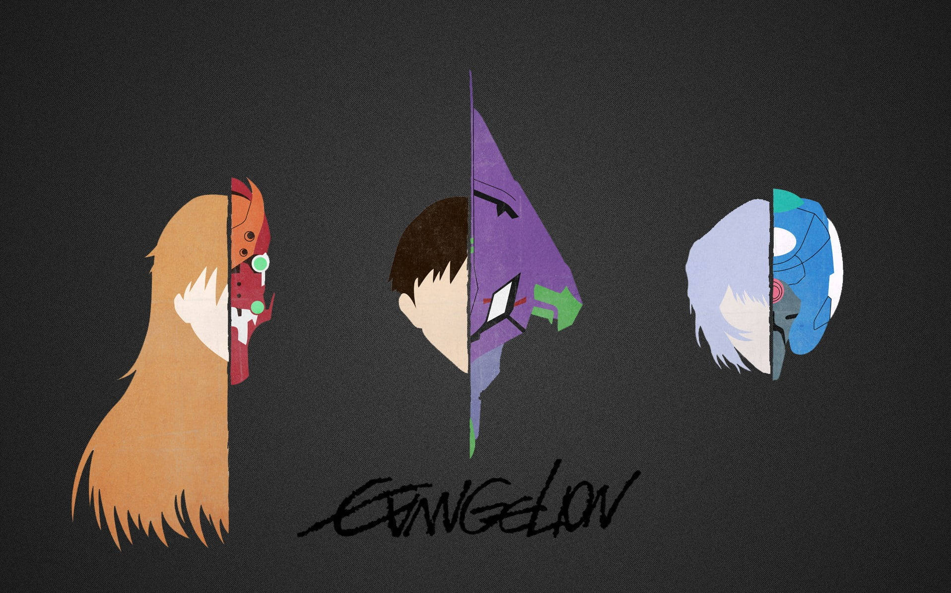 Evangelion Phone, anime characters, mechanical halves, HD Desktop Wallpaper