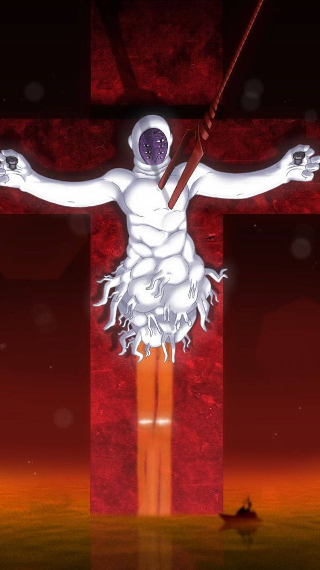 Evangelion Phone, white humanoid figure, purple mask, Full HD Phone Wallpaper
