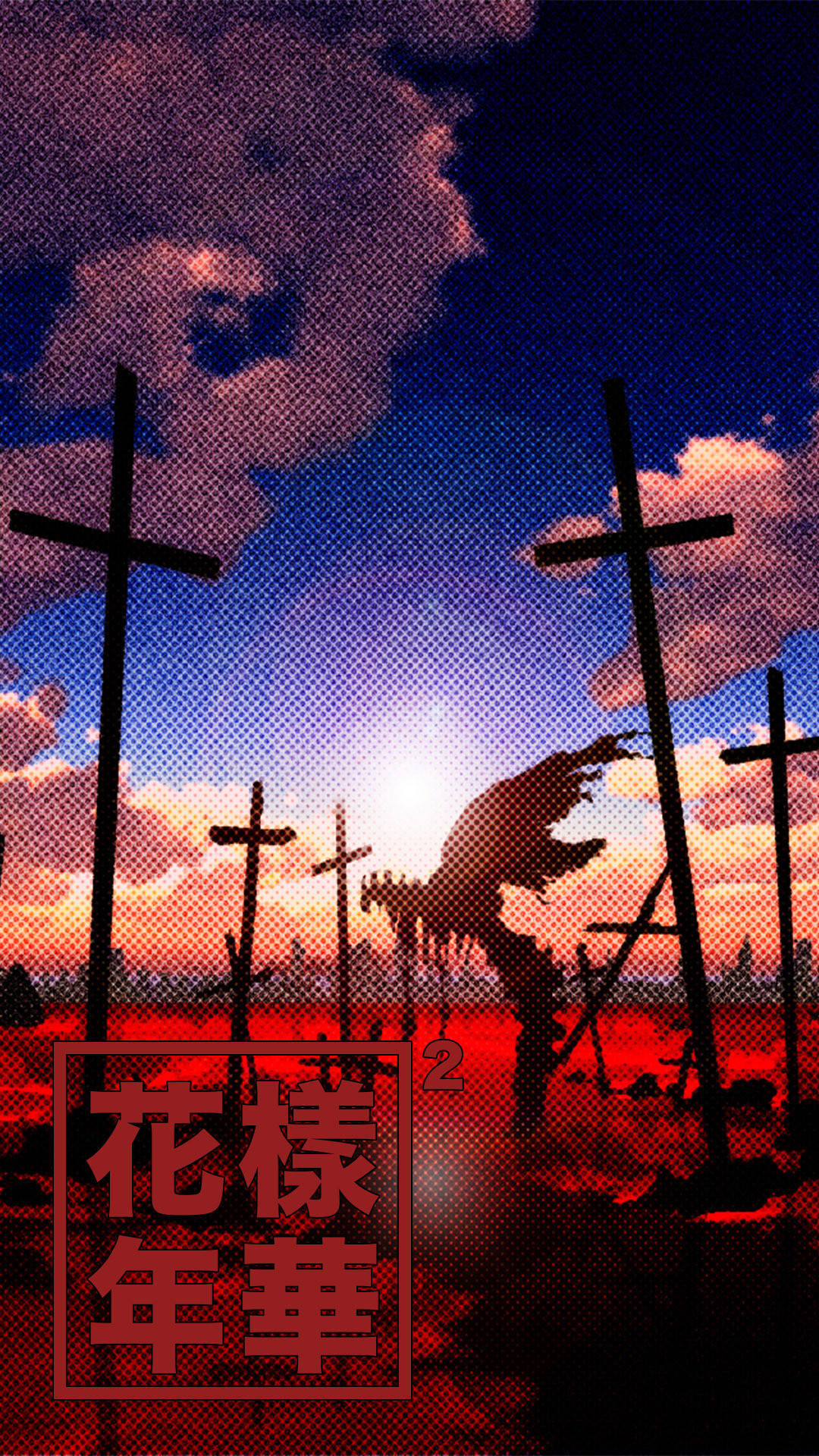 Evangelion, sunset, field of crosses, Full HD Phone Wallpaper