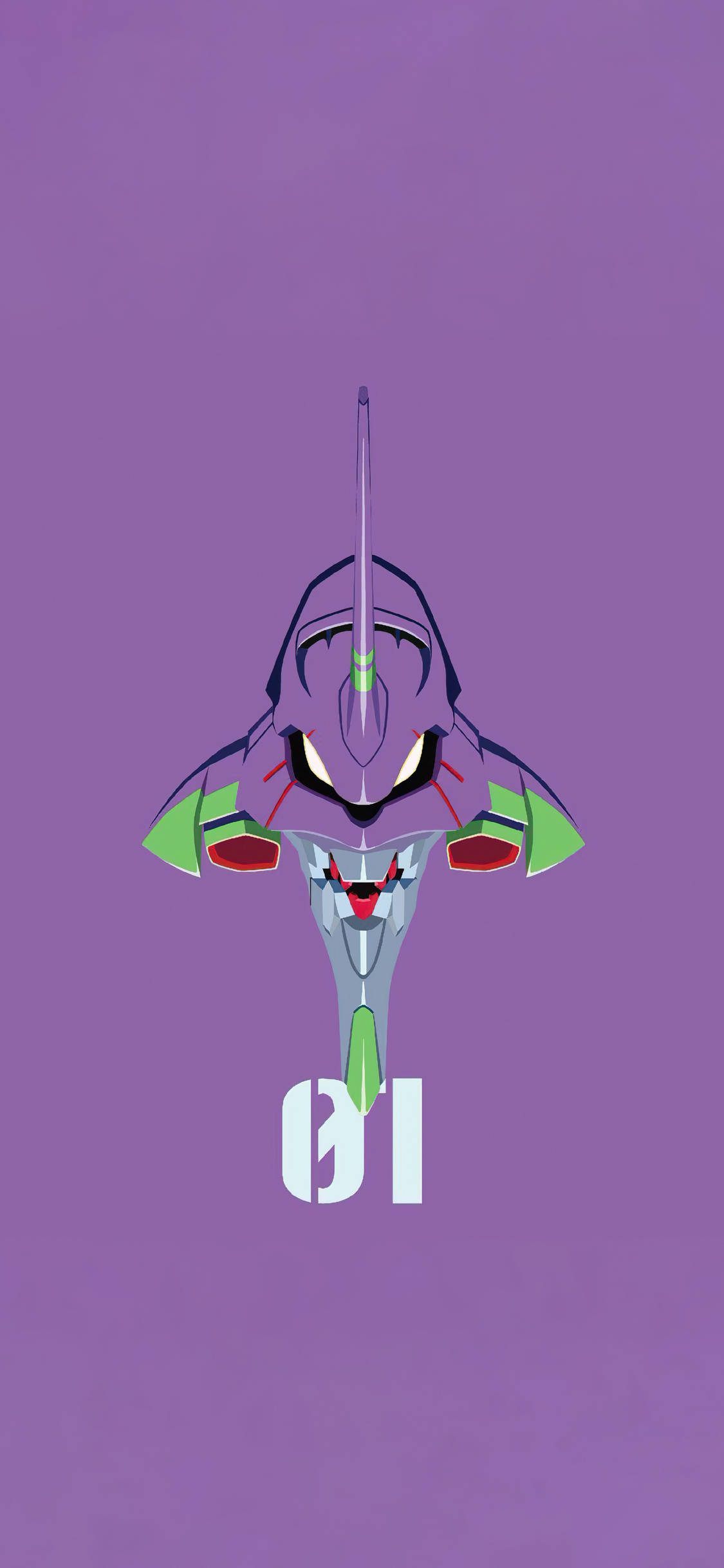 Evangelion Phone, purple and green mecha unit, glowing eyes, Full HD Phone Wallpaper