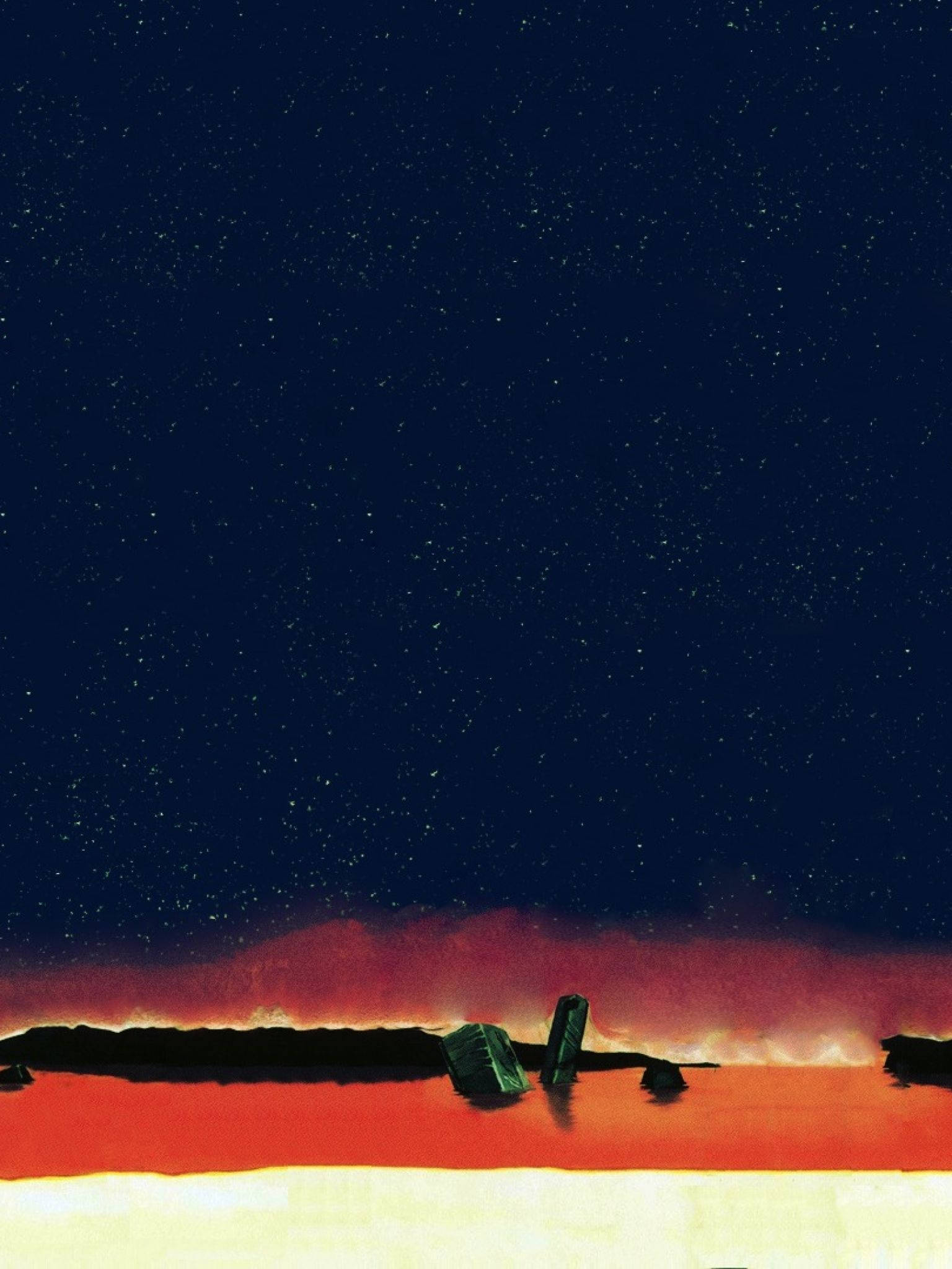 Evangelion, green spaceship, glowing orange alien landscape, Full HD Phone Wallpaper