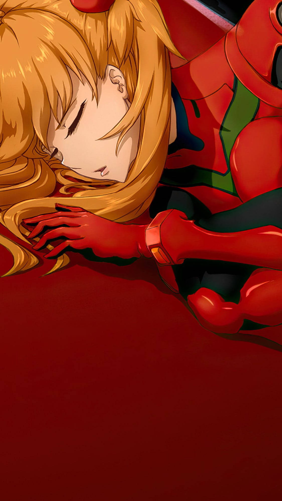 Evangelion Phone, blonde anime girl, red and green suit, Full HD Phone Wallpaper