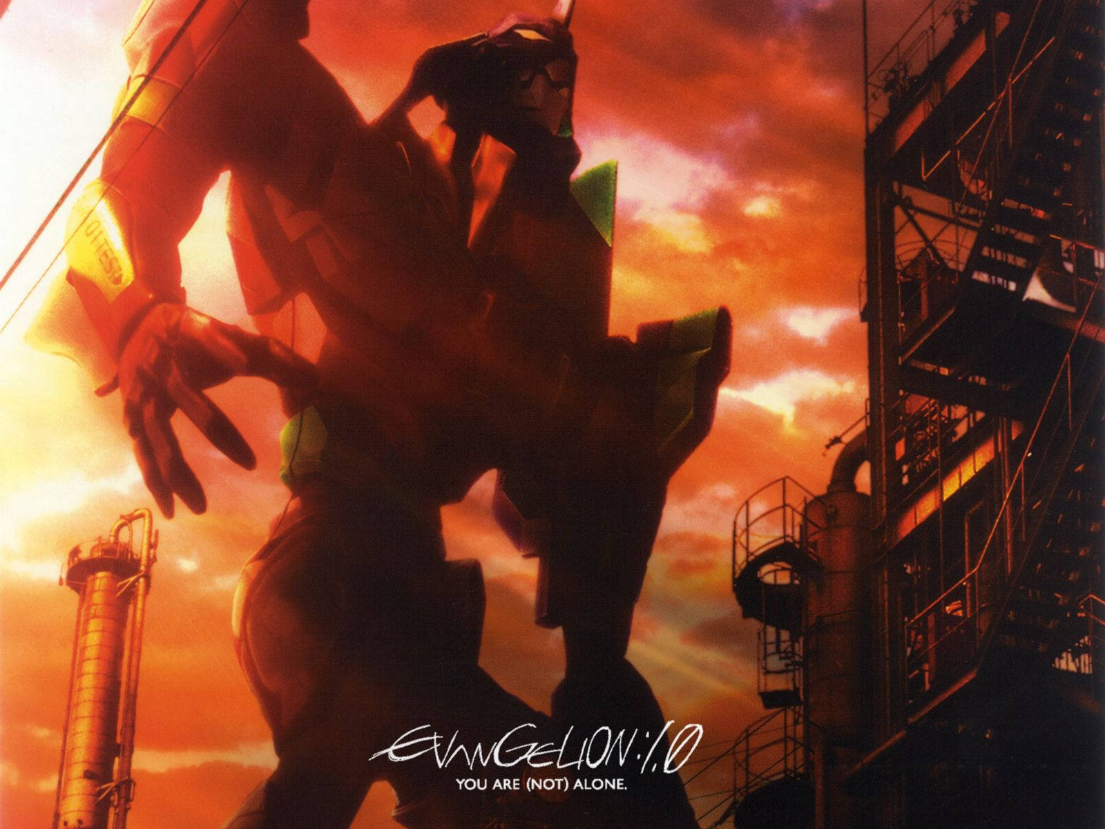 Evangelion 1.0, neon glow, fiery orange sunset, HD Desktop Wallpaper