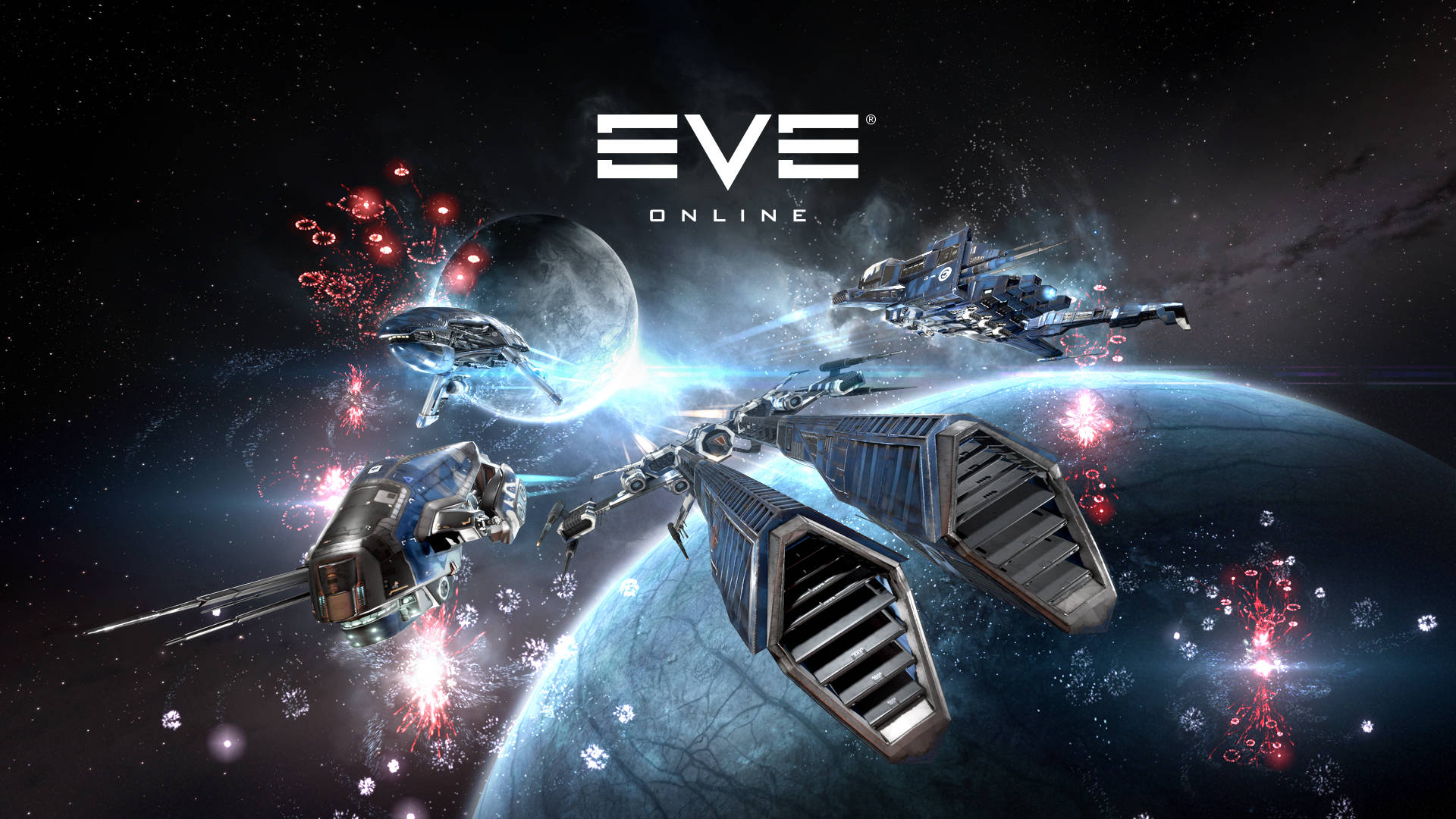 EVE Online, spaceships, cosmic explosions, Full HD Desktop Wallpaper