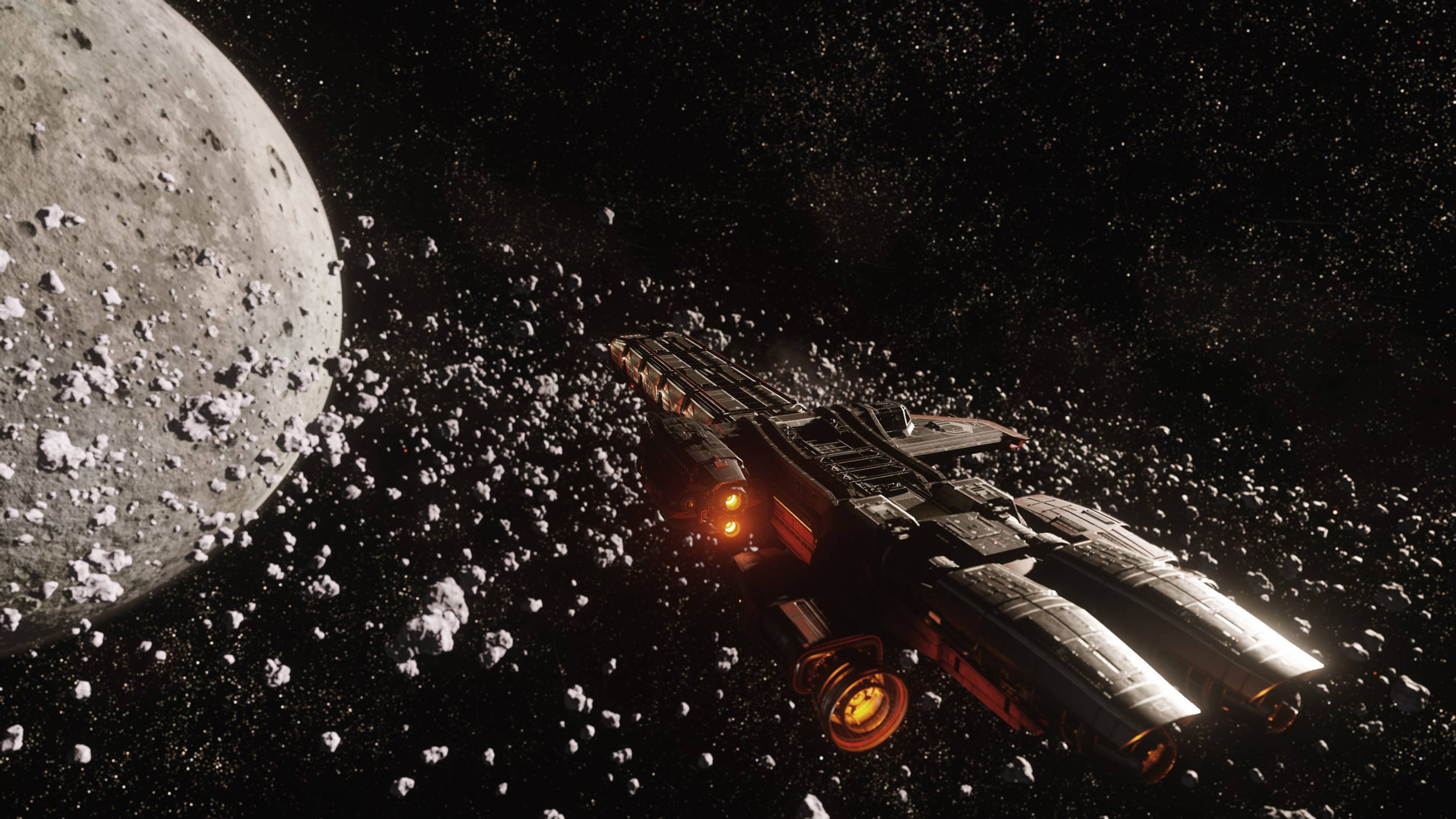 EVE Online, spaceship, asteroid field, Full HD Desktop Wallpaper
