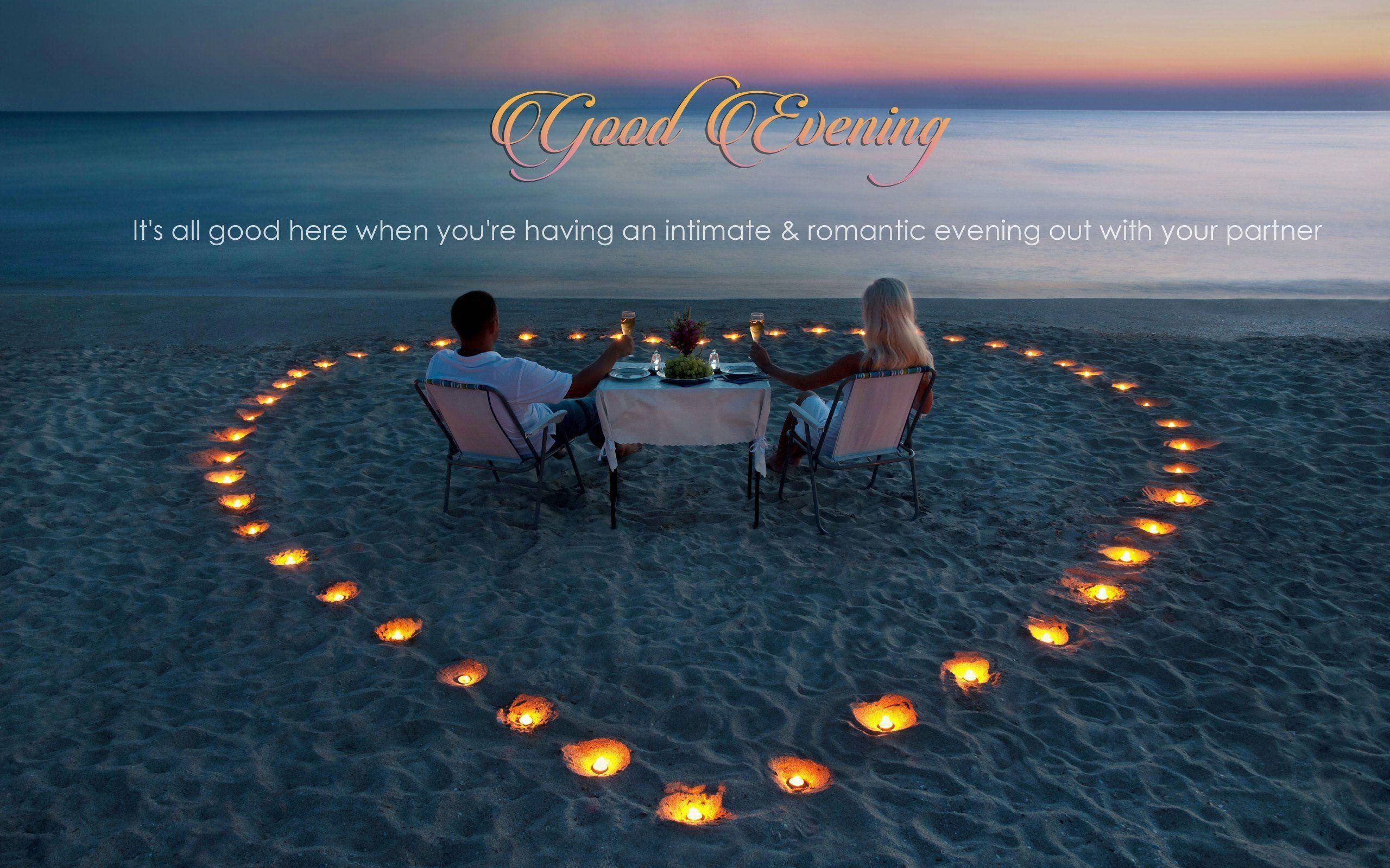 couple, beachside table, candlelit heart, 2K Desktop Wallpaper