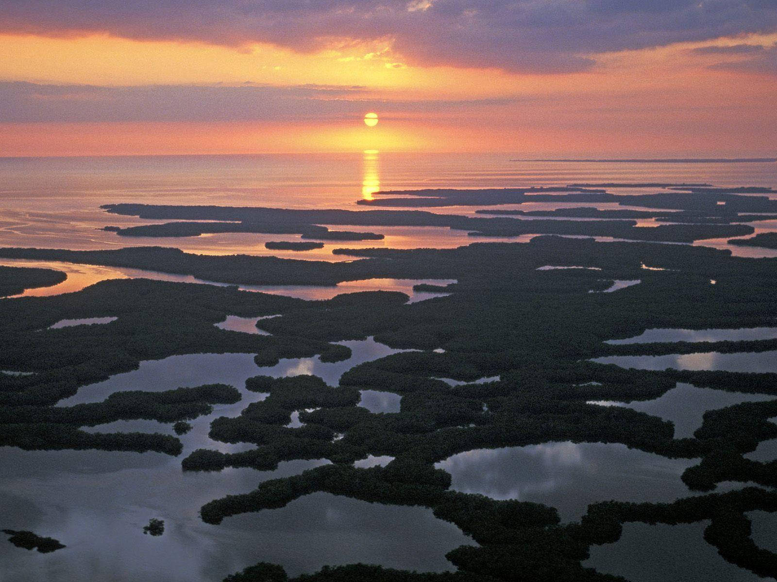 sunset, island, Everglades National Park, HD Desktop Wallpaper