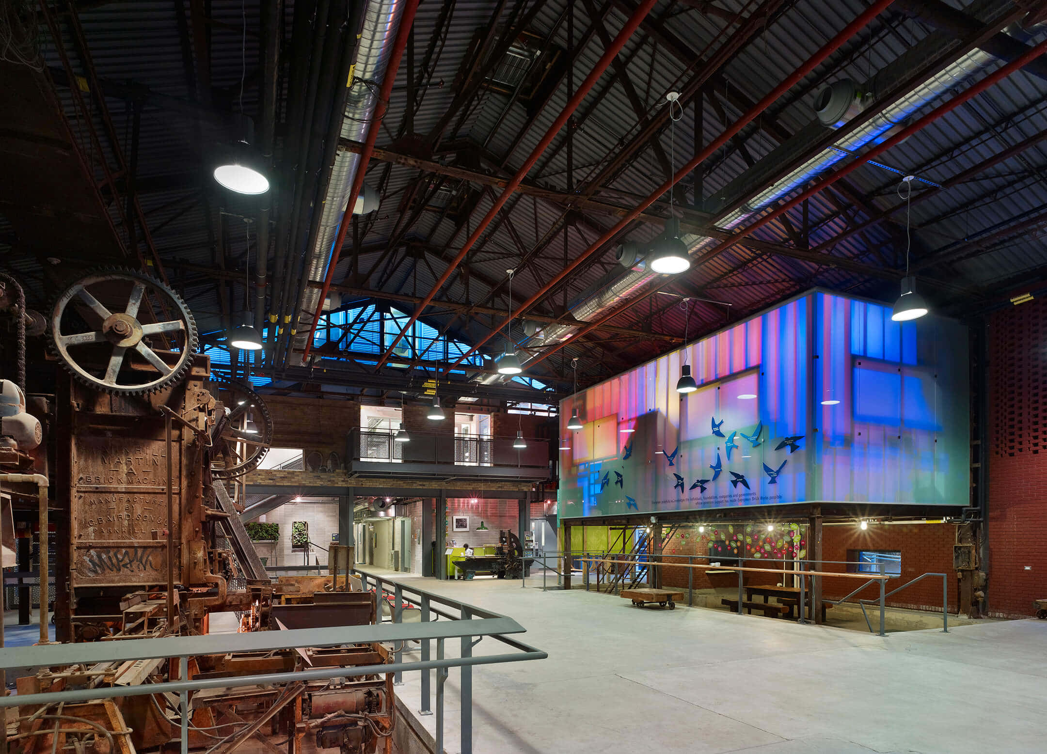 Evergreen Brick Works, industrial warehouse interior, rusted machinery, Full HD Desktop Wallpaper