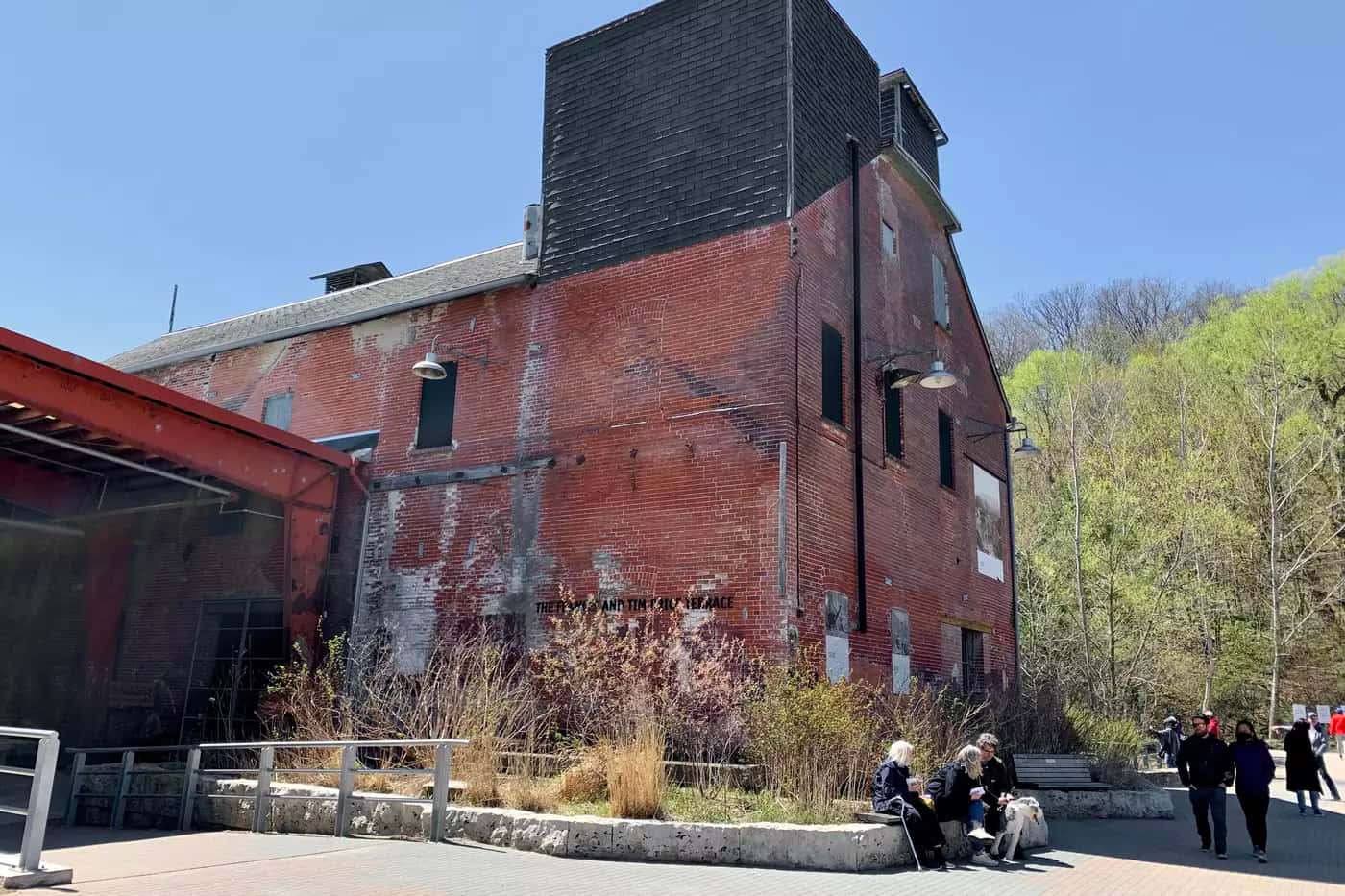 Evergreen Brick Works, red brick, clear blue sky, HD Desktop Wallpaper