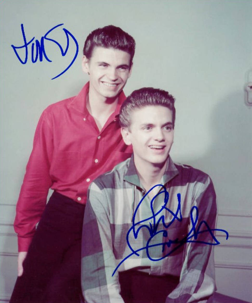 Everly Brothers, signed portrait, vintage 1950s-style clothing, SD Phone Wallpaper