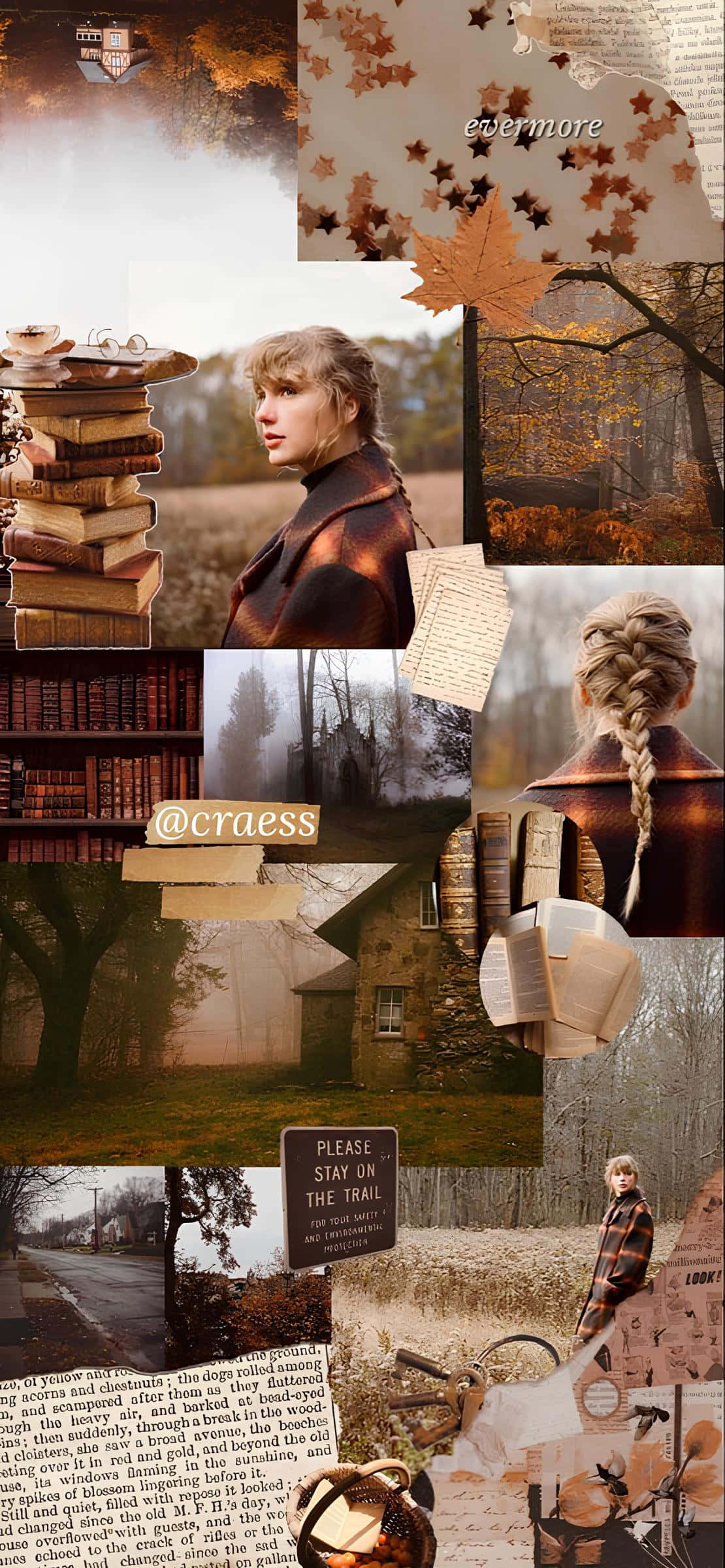 Evermore, plaid coat, stacks of books, Full HD Phone Wallpaper