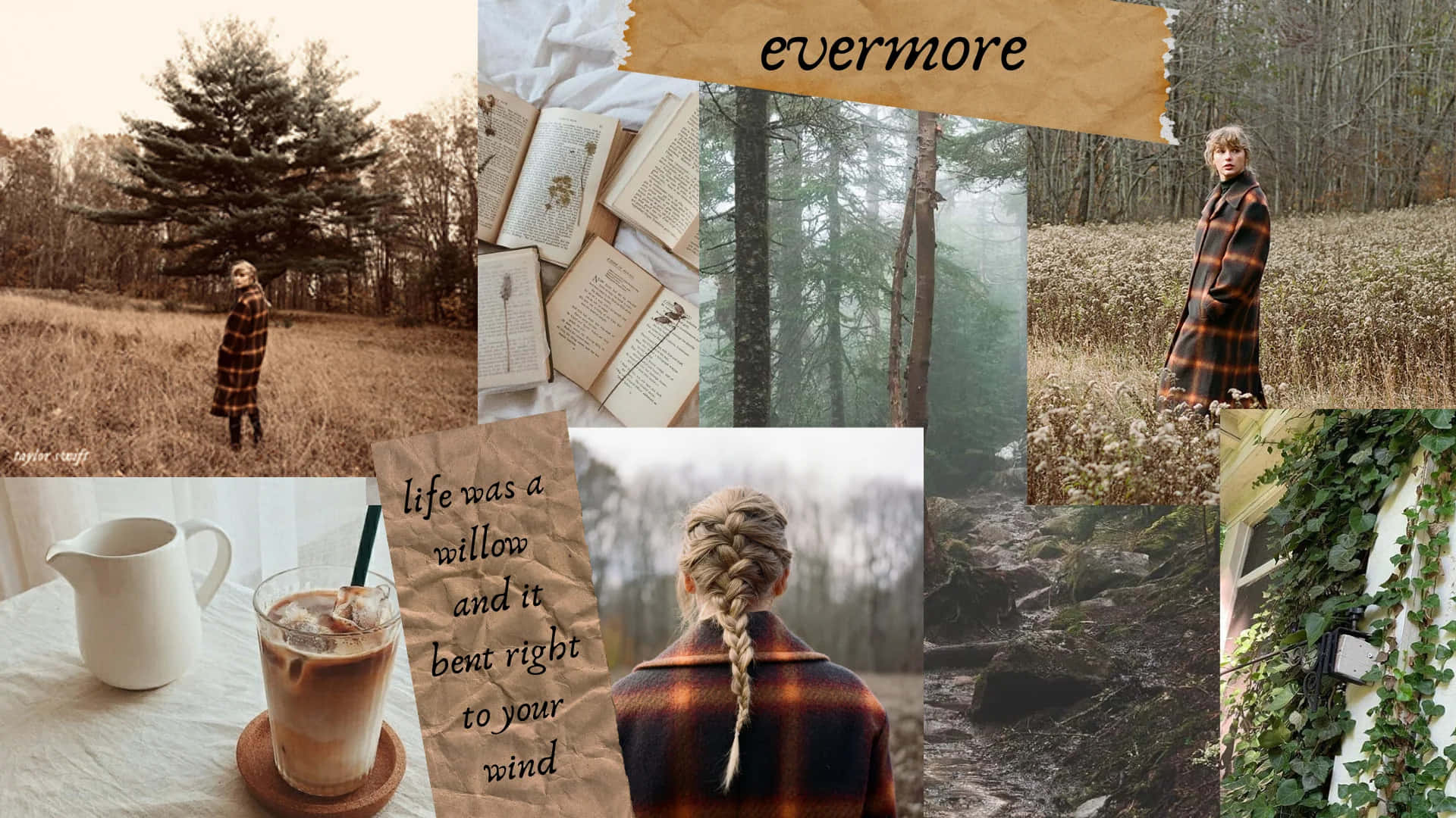 Evermore, plaid coat, misty woods, Full HD Desktop Wallpaper