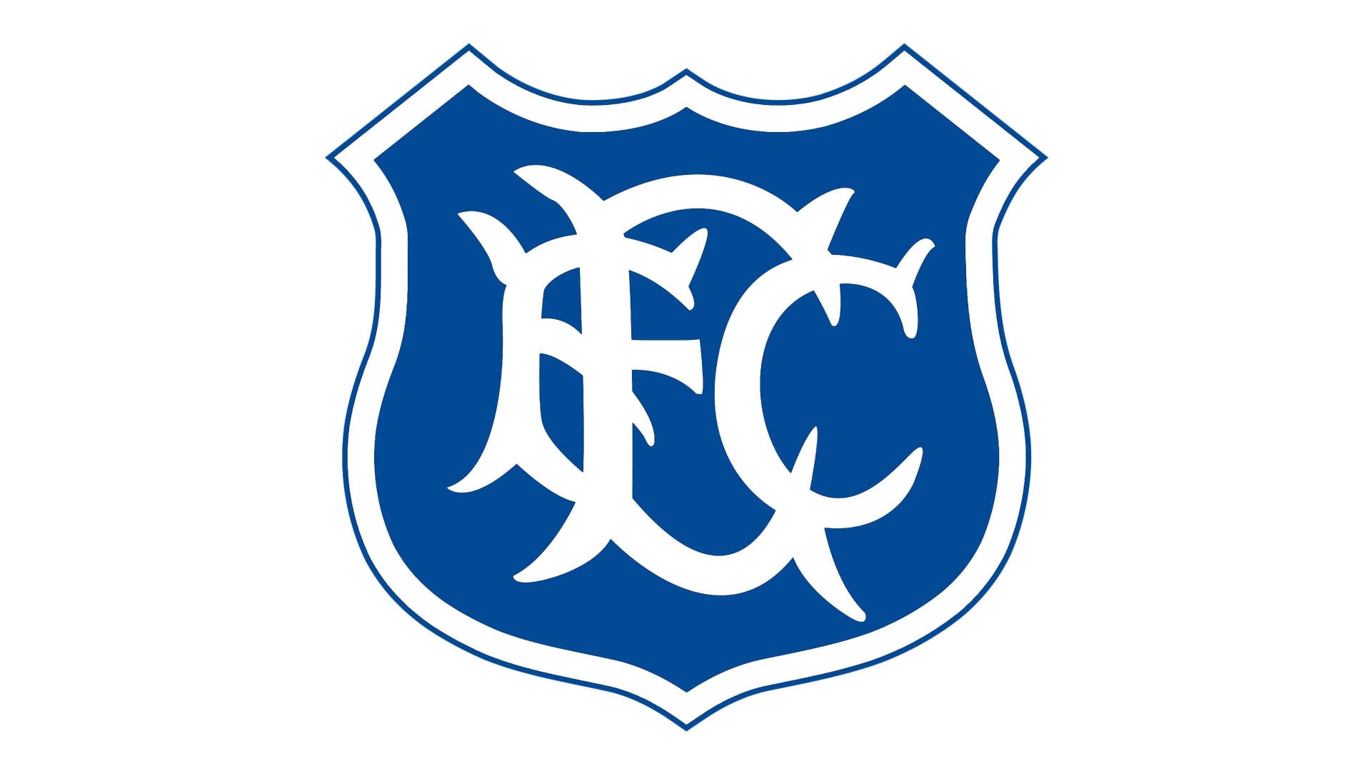 1920 Everton F.C. Emblem, blue shield logo, white stylized interlocking letters FC, Full HD Desktop Wallpaper