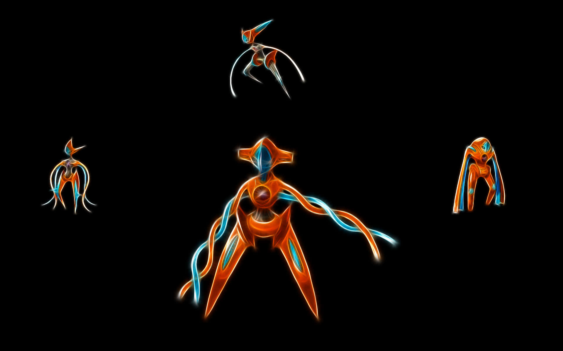 Legendary Pokemon, glowing orange, blue biomechanical creatures, Full HD Desktop Wallpaper