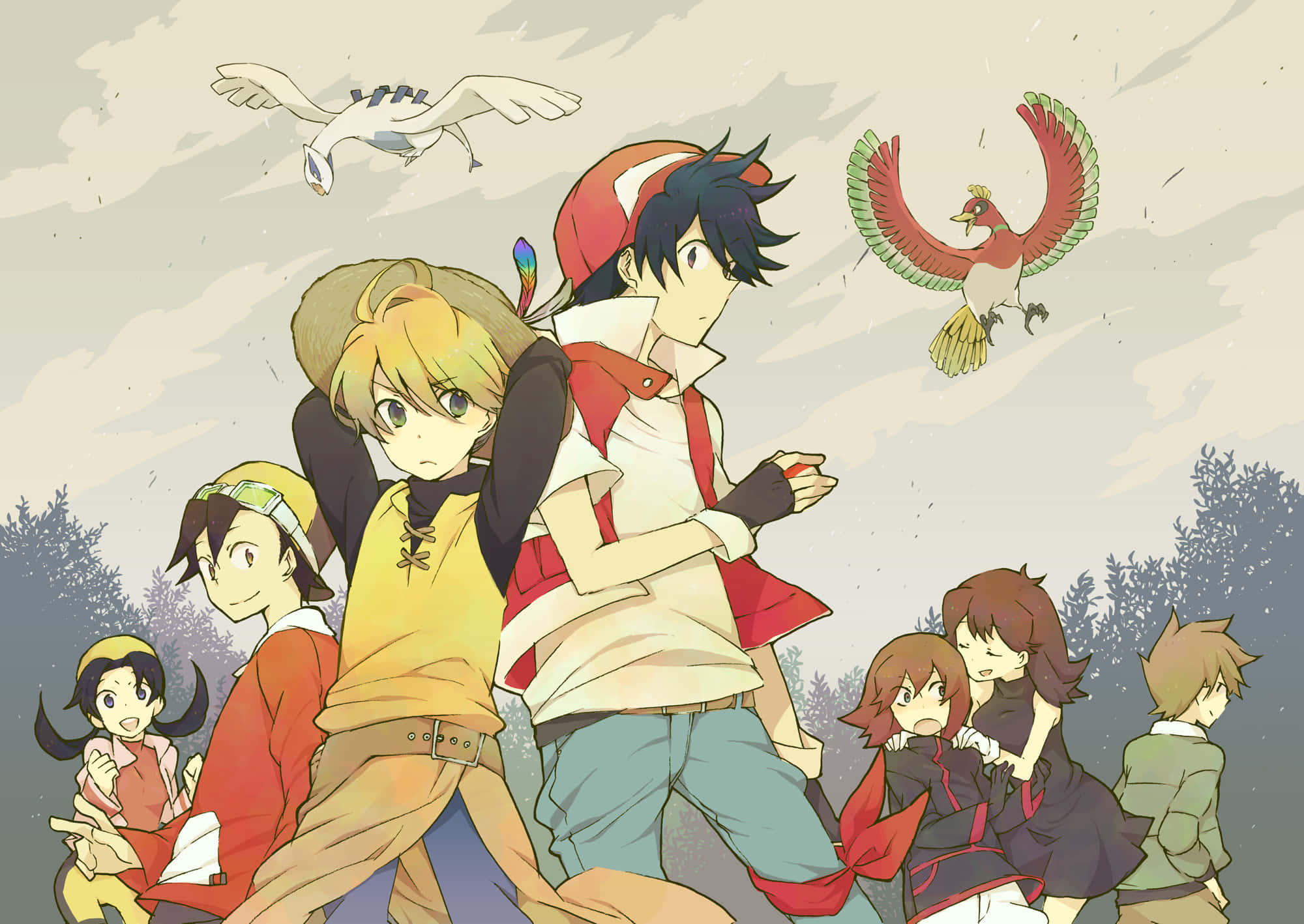 Every Legendary Pokemon, anime characters, flying Pokémon, Full HD Desktop Wallpaper