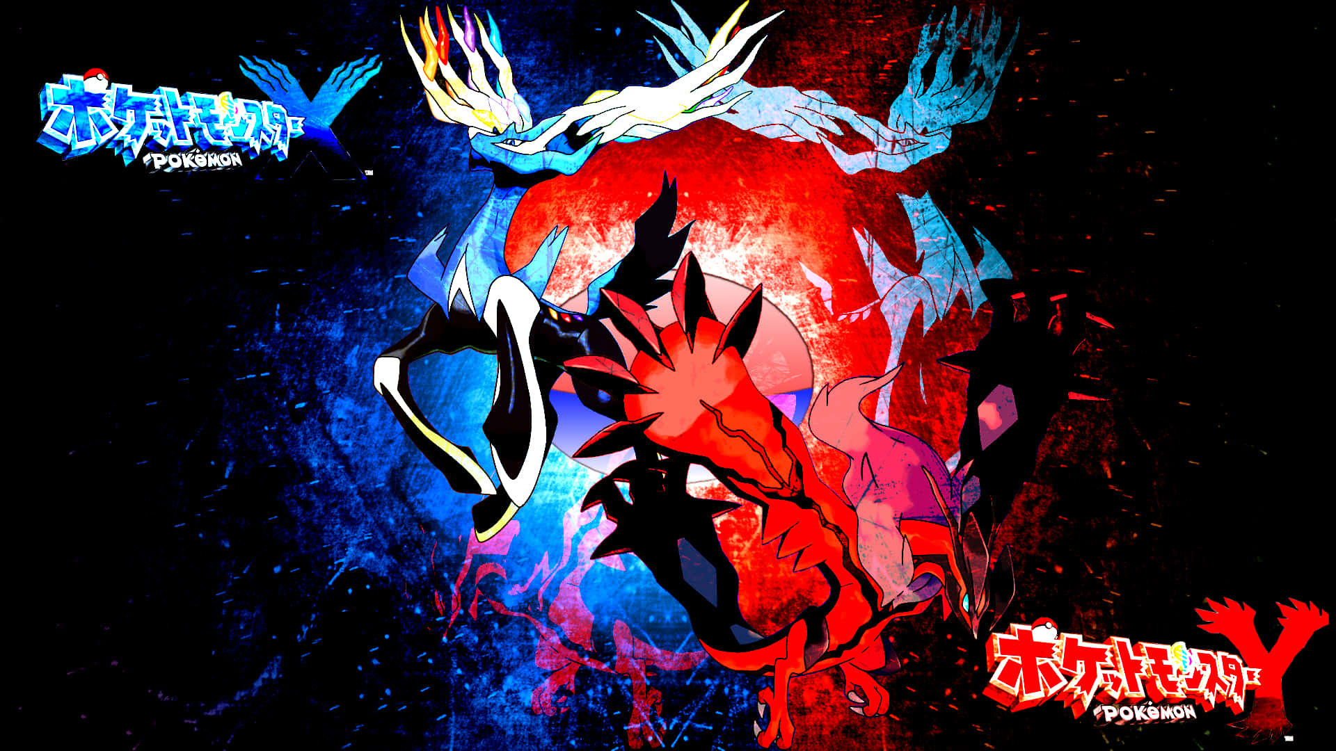 Every Legendary Pokemon, fiery red, electric blue, Full HD Desktop Wallpaper