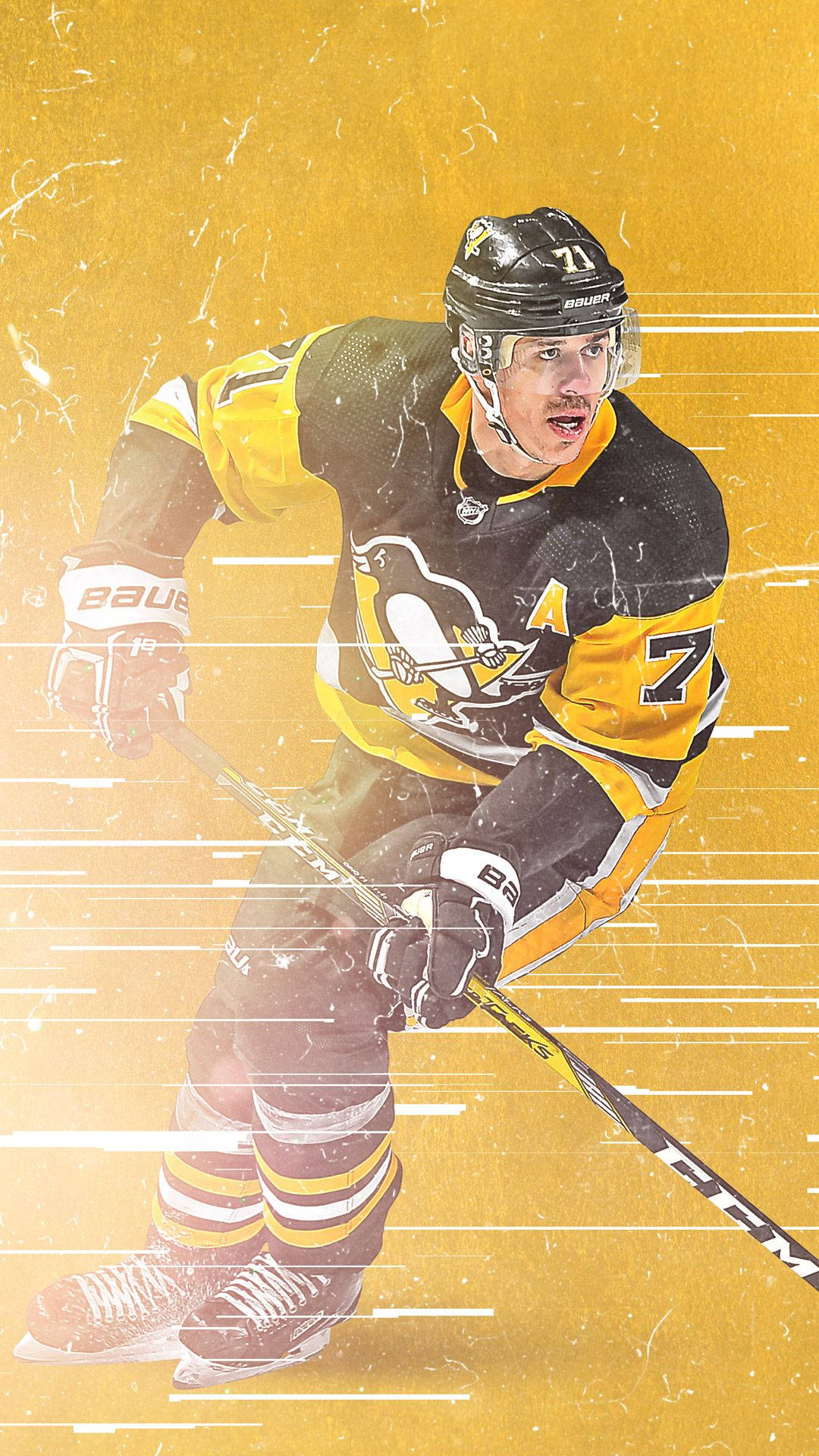 Evgeni Malkin, black and yellow gear, textured golden background, Full HD Phone Wallpaper