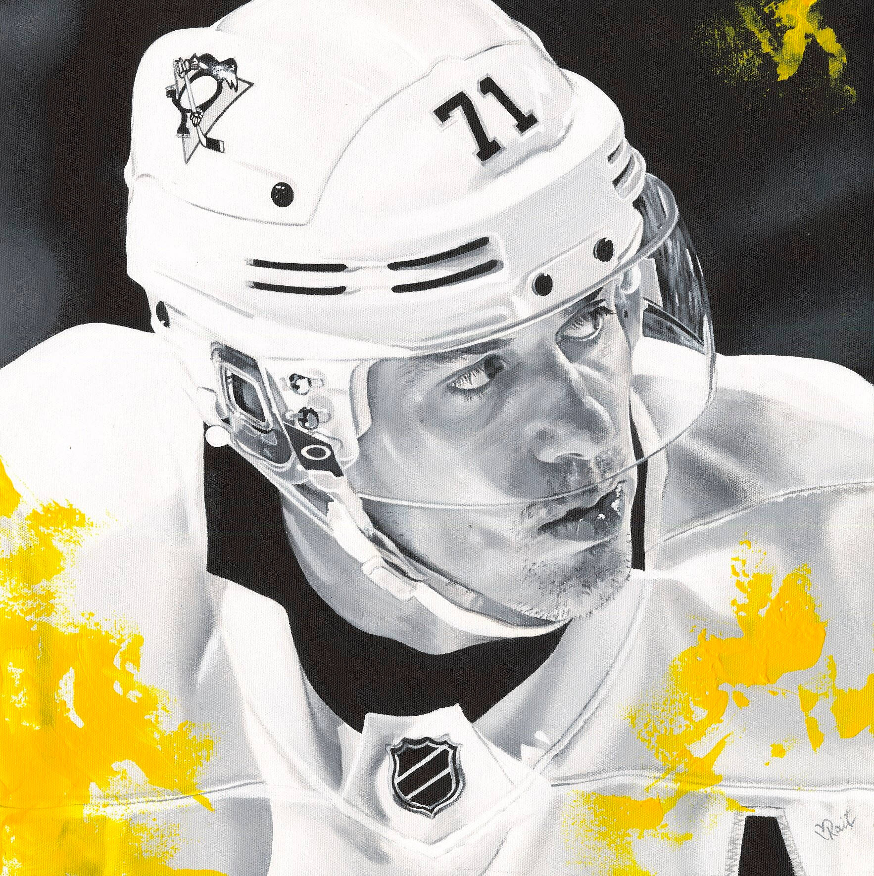 Evgeni Malkin, grayscale, golden powder, HD Phone Wallpaper