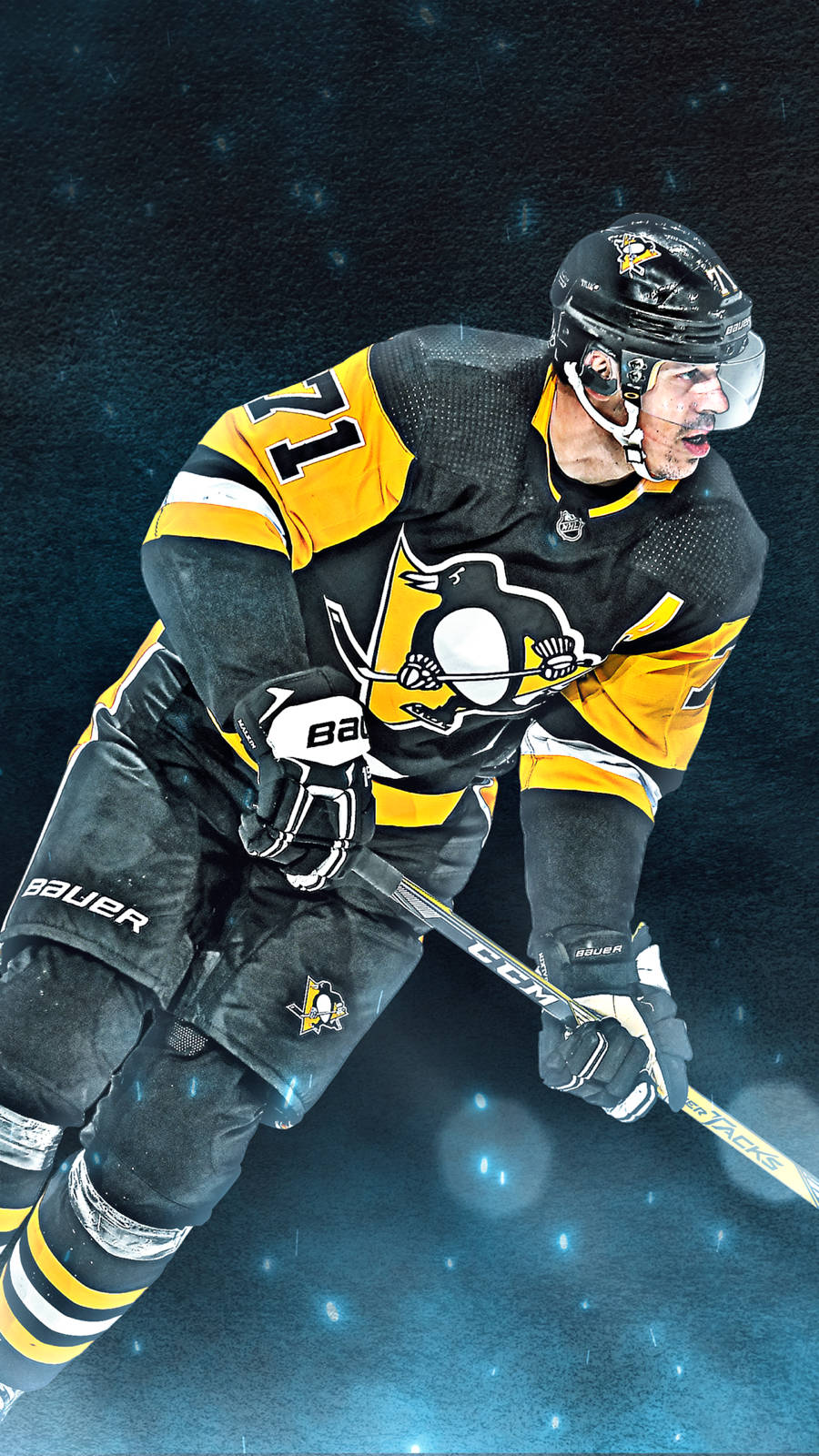 Evgeni Malkin, black and yellow gear, dark blue icy background, HD Phone Wallpaper