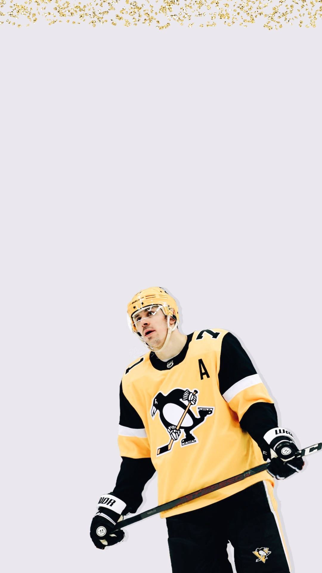 Evgeni Malkin, yellow and black penguin jersey, gold confetti, Full HD Phone Wallpaper