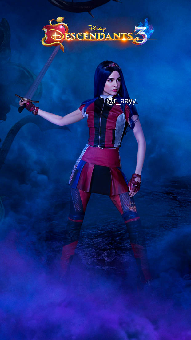 Evie, Descendants 3, blue smoke, SD Phone Wallpaper