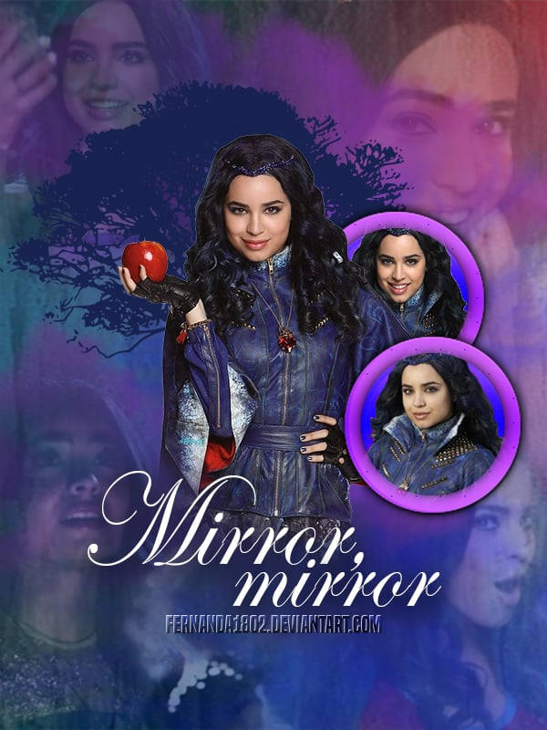 Evie Descendants, blue leather outfit, red apple, SD Phone Wallpaper