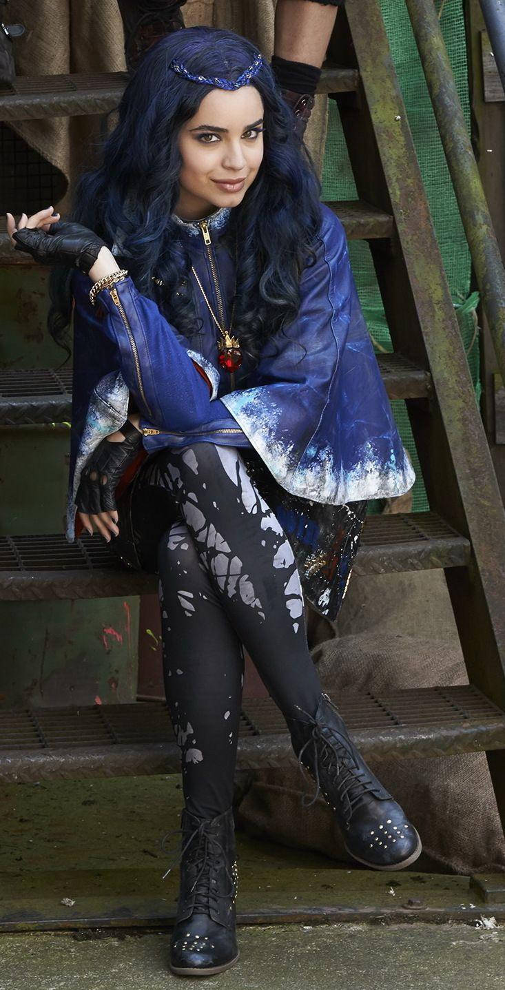 Evie, metal stairs, dark blue hair, HD Phone Wallpaper