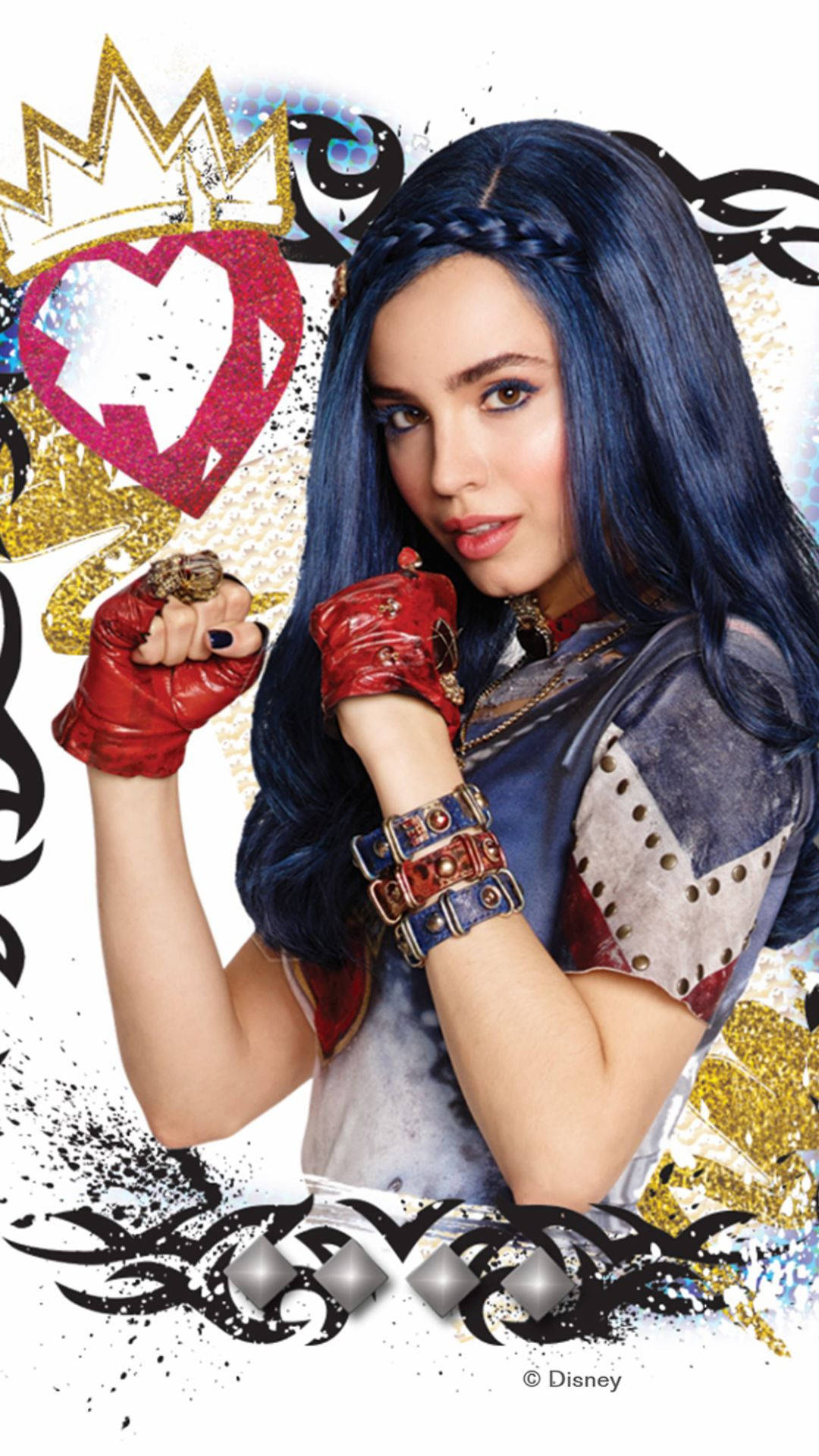 Warrior Evie Descendants 2, Evie Descendants, blue braided hair, Full HD Phone Wallpaper