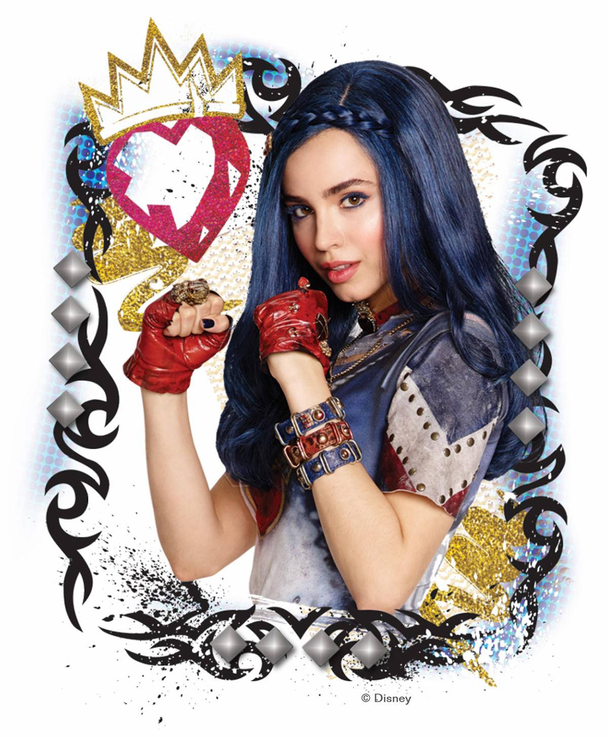 Evie, blue hair, red gloves, HD Phone Wallpaper