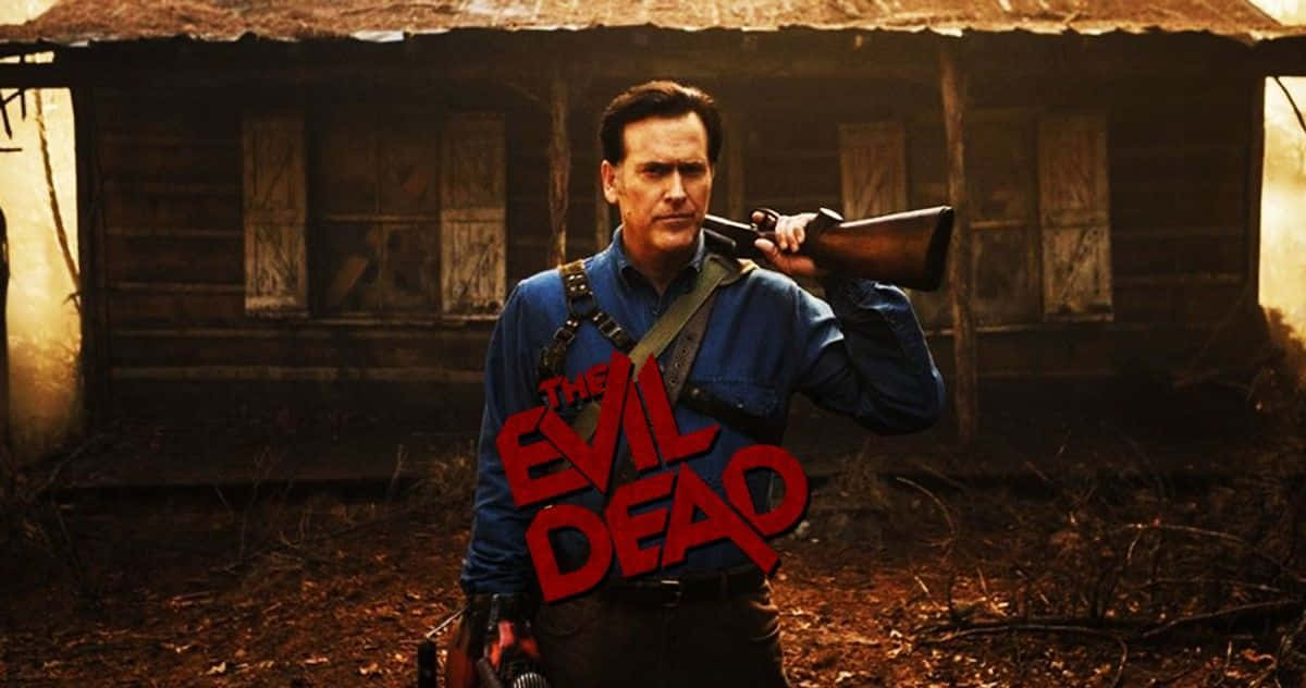 Evil Dead, shotgun, blue shirt, SD Desktop Wallpaper