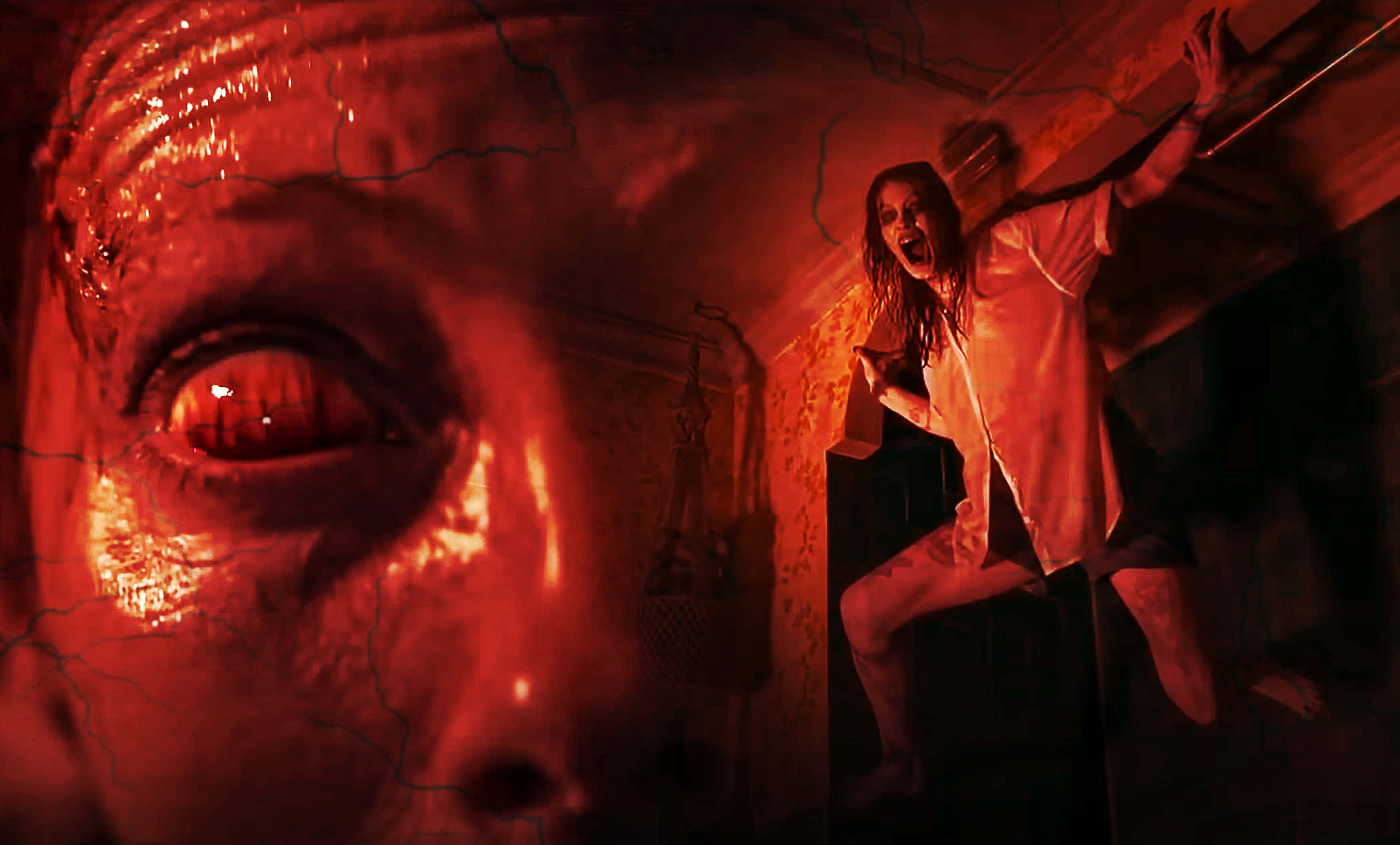 Evil Dead Rise, demonic possession, screaming woman, Full HD Desktop Wallpaper
