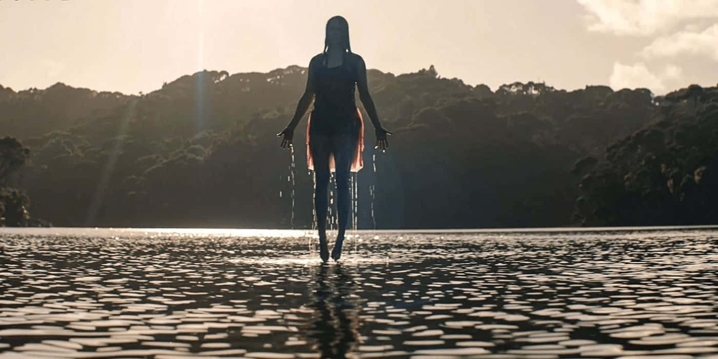 Evil Dead Rise, silhouetted woman, shallow water, HD Desktop Wallpaper