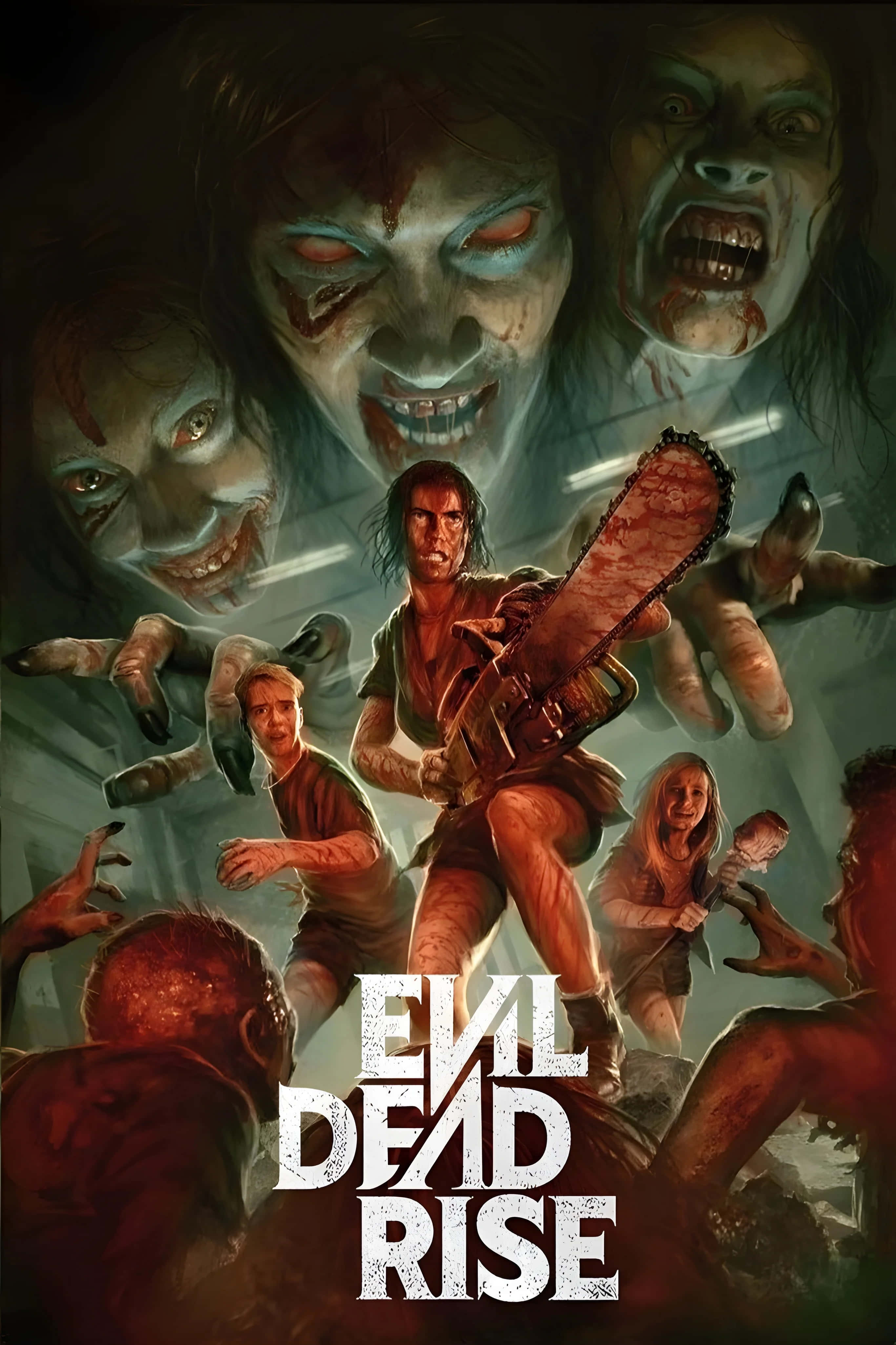 Evil Dead Rise, chainsaw, zombies, 4K Phone Wallpaper