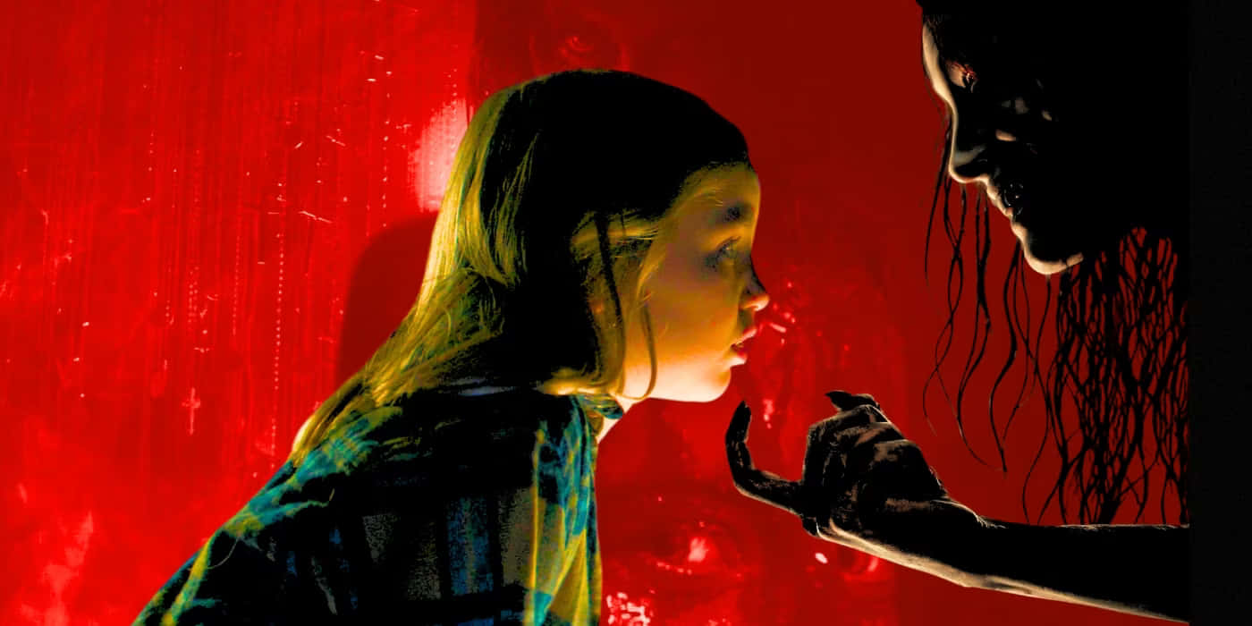 Evil Dead Rise, demonic figure, blood-red wall, HD Desktop Wallpaper