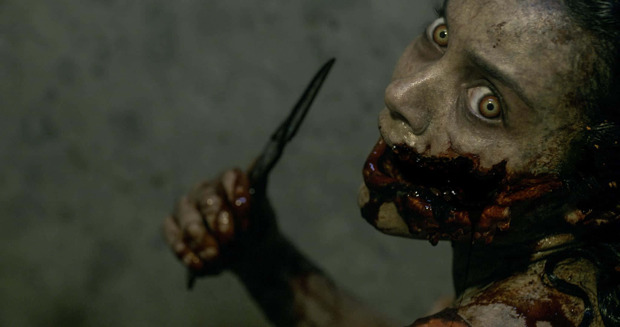 Evil Dead, mouth mutilation, knife, Full HD Desktop Wallpaper