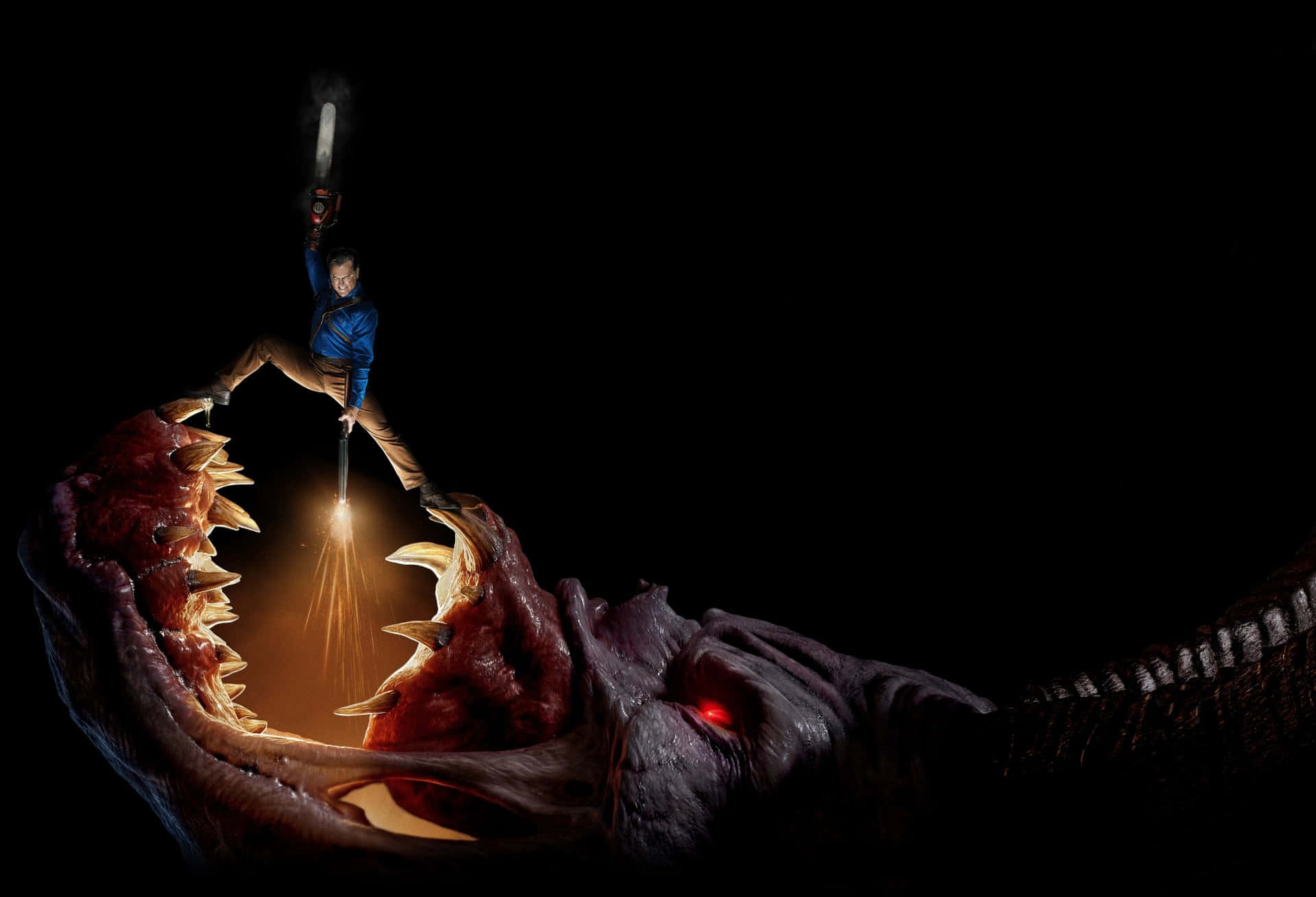 Evil Dead, mouth shot, lone warrior, Full HD Desktop Wallpaper