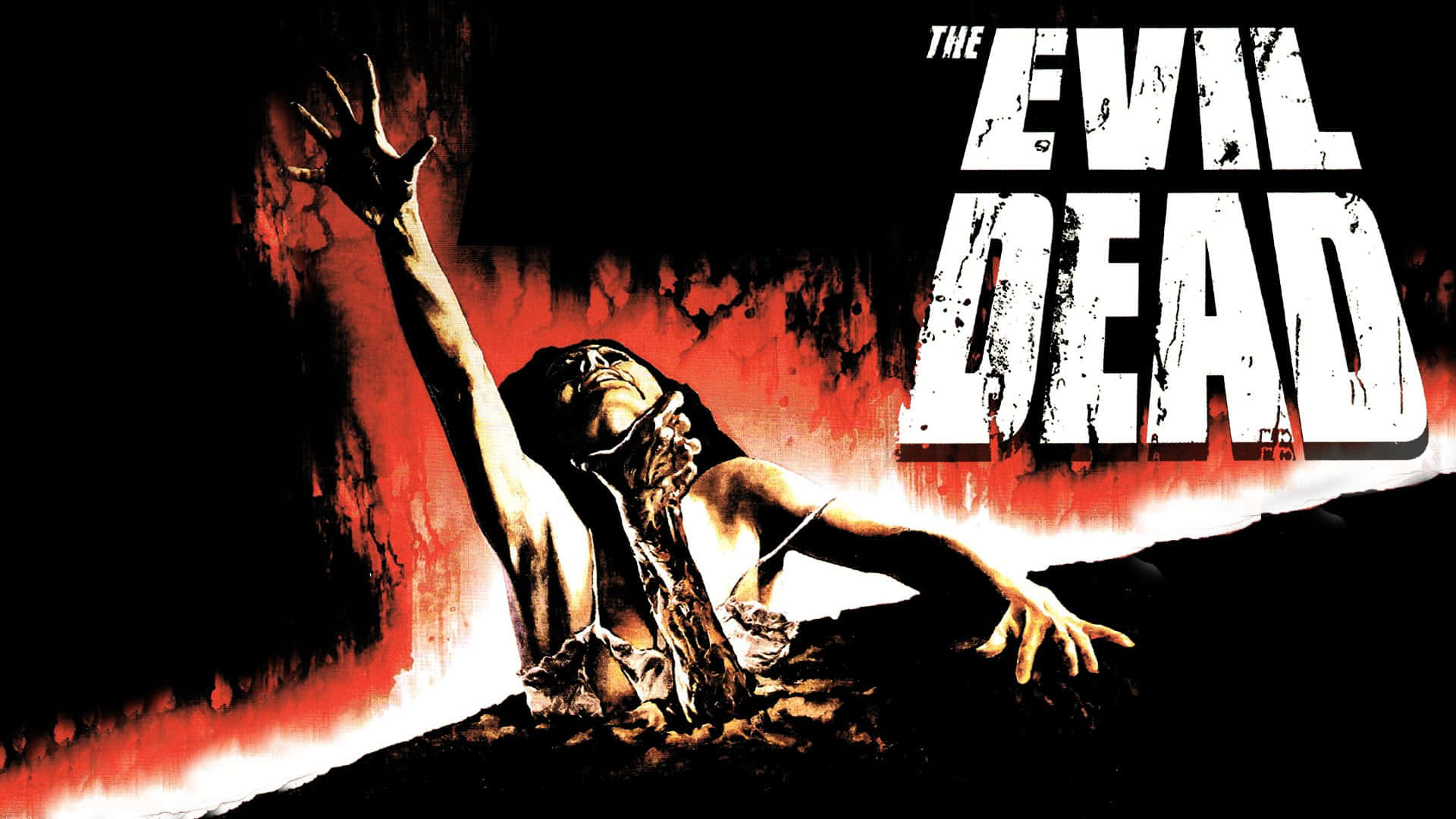 Evil Dead, blood-red background, screaming figure, Full HD Desktop Wallpaper