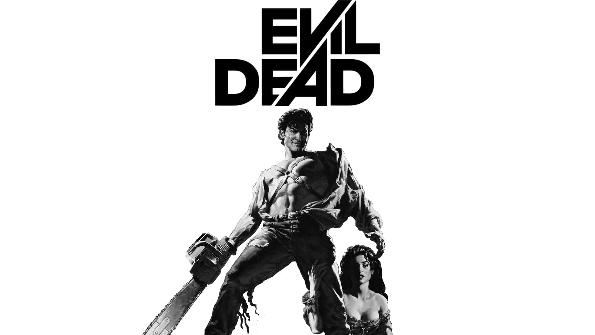 Evil Dead, chainsaw, black and white, Full HD Desktop Wallpaper