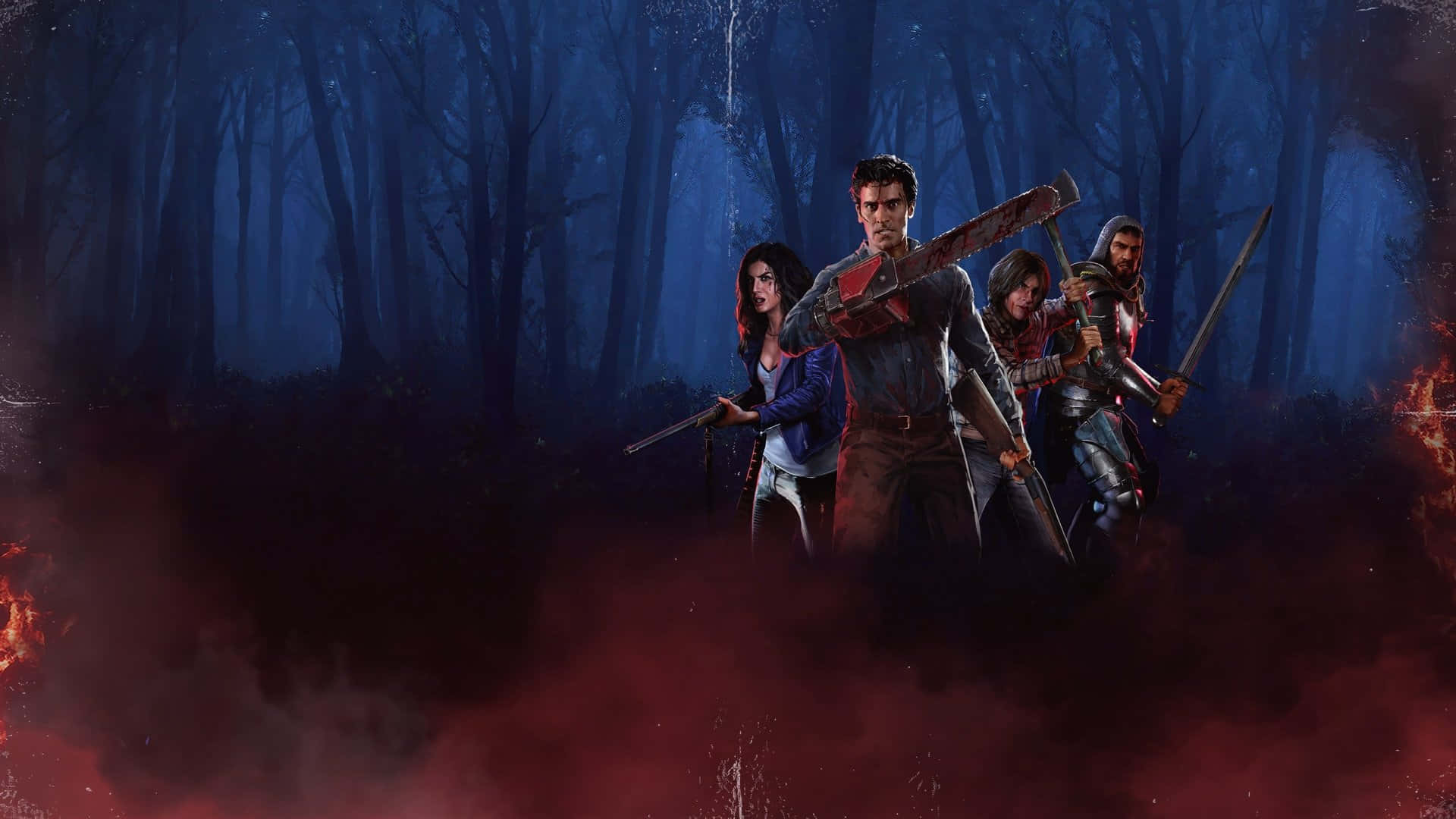 Evil Dead, forest, adventurers, Full HD Desktop Wallpaper