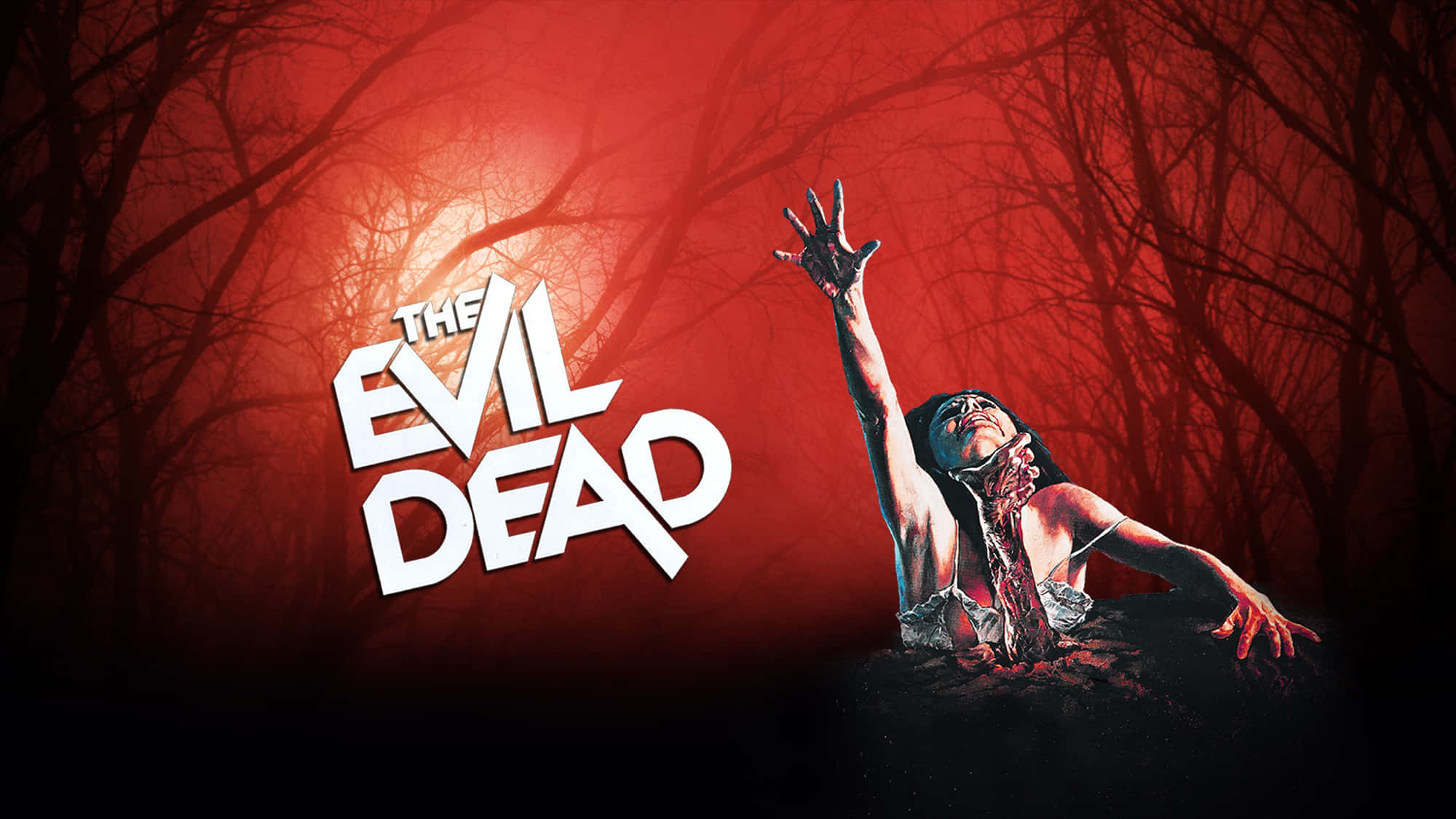 Evil Dead, zombie woman, blood red forest, Full HD Desktop Wallpaper