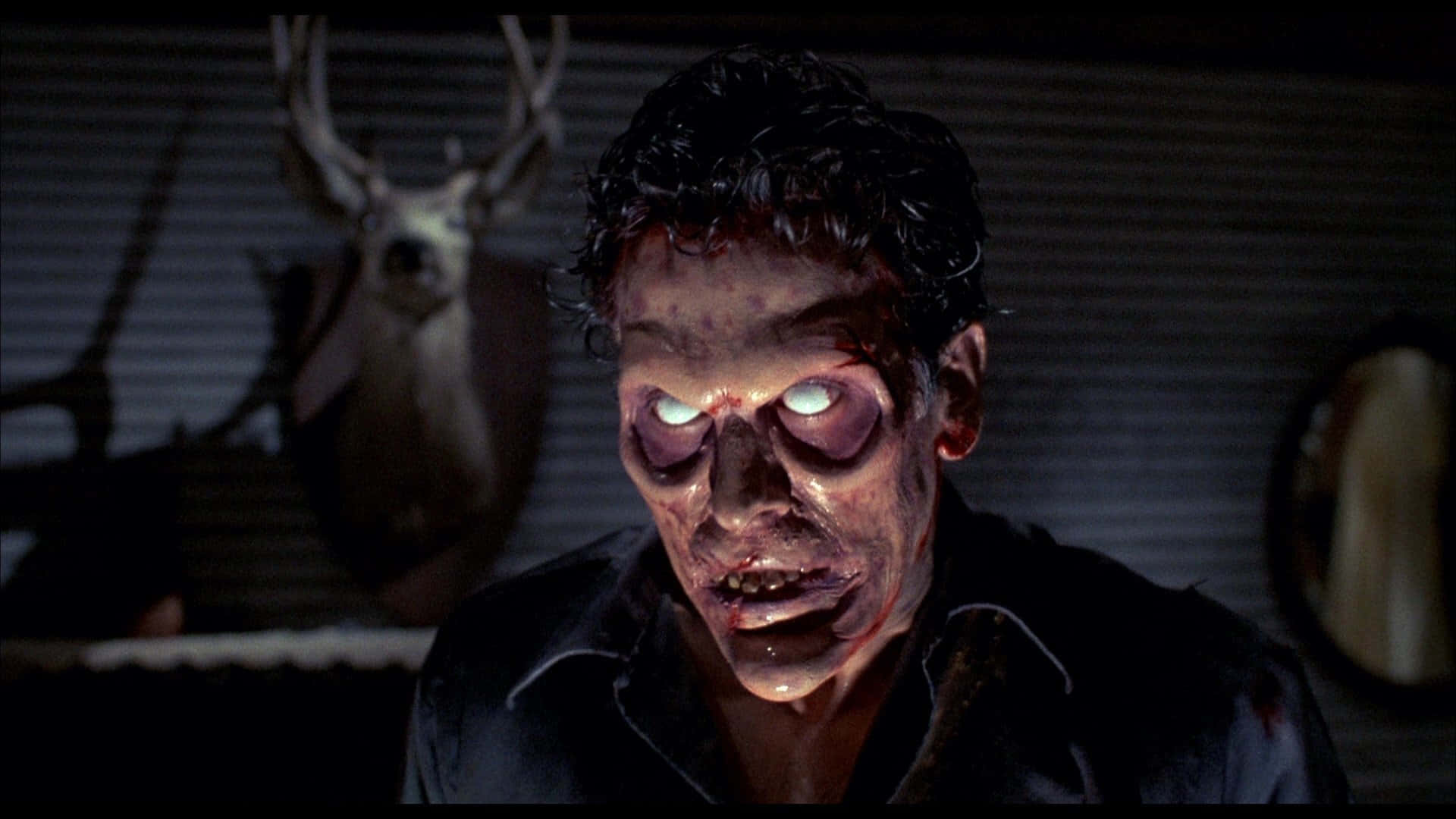 Evil Dead, glowing eyes, dimly lit room, Full HD Desktop Wallpaper