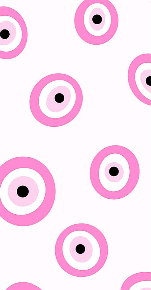 pink evil eye pattern, repeating pink concentric circle eye motifs, light pink background, SD Phone Wallpaper