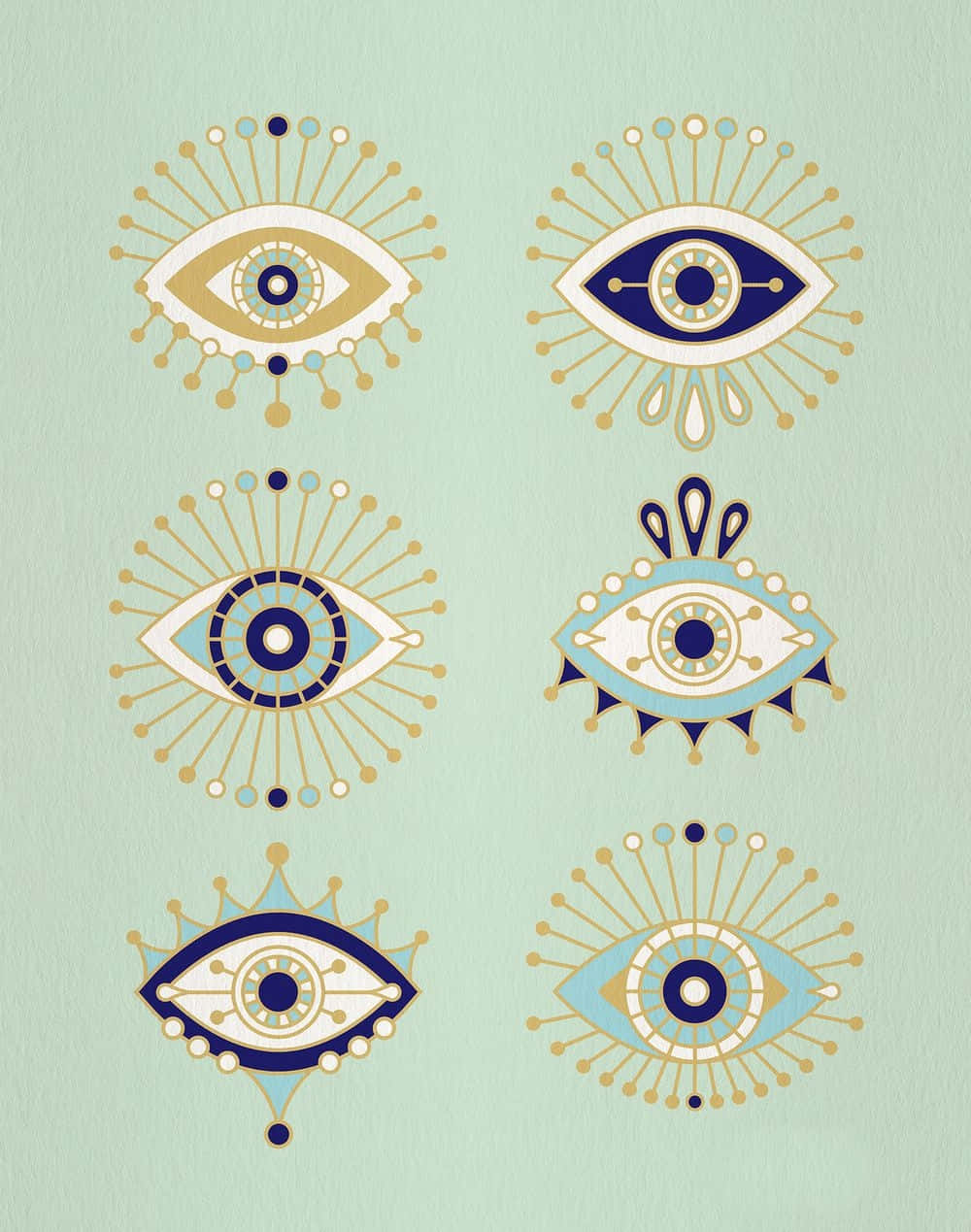 Evil Eye, iPhone, blue gold, SD Phone Wallpaper