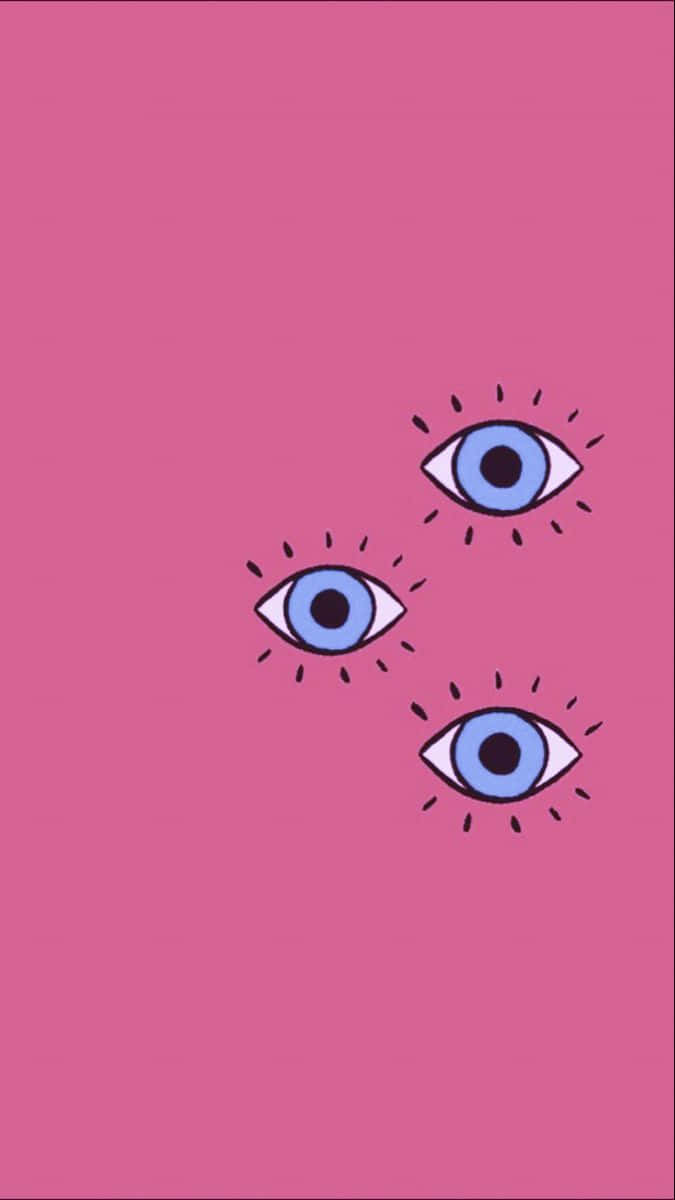 Pink Evil Eye, blue eyes, black pupils, SD Phone Wallpaper
