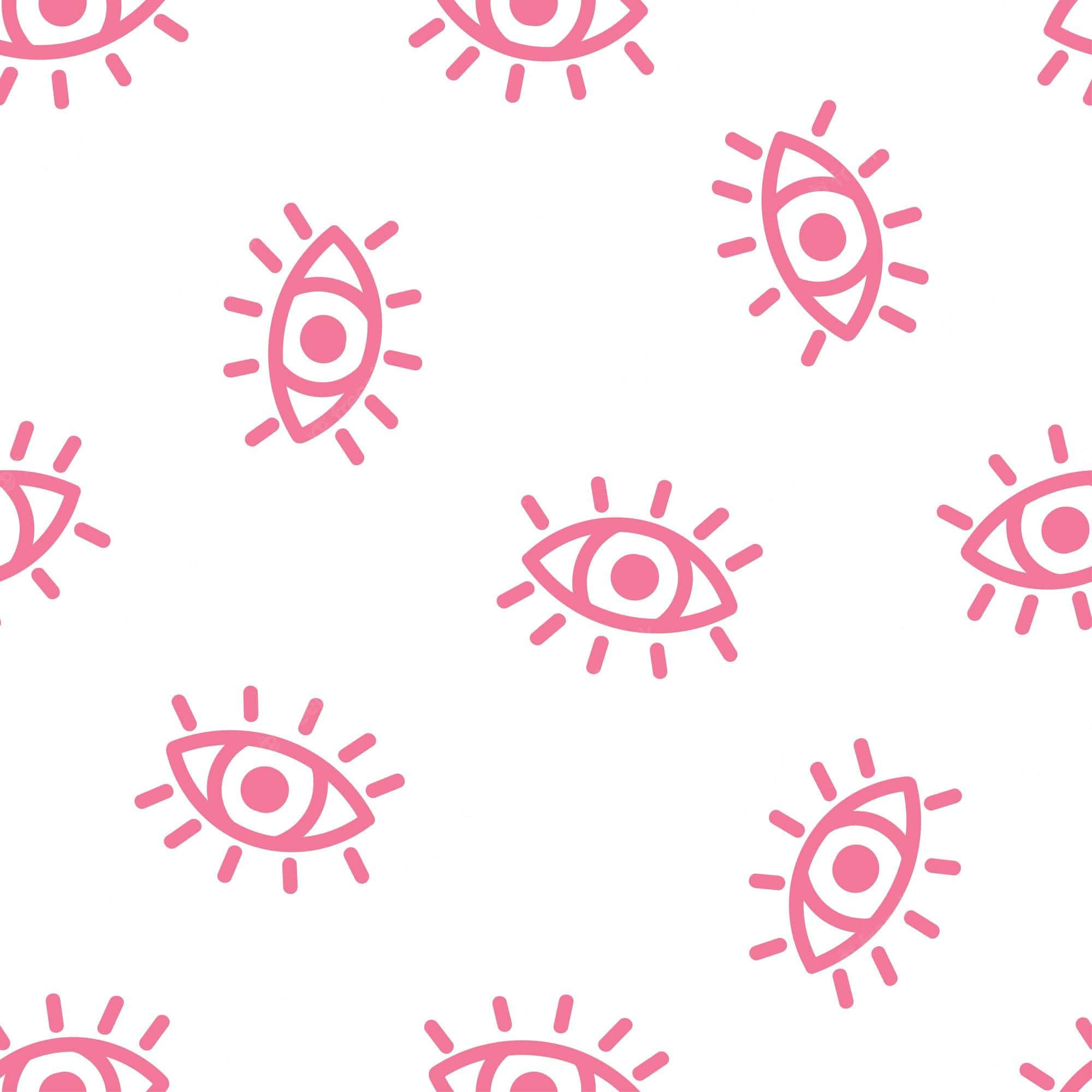 Pink Evil Eye Pattern, pink minimalist eye icons, sunburst rays, Full HD Desktop Wallpaper
